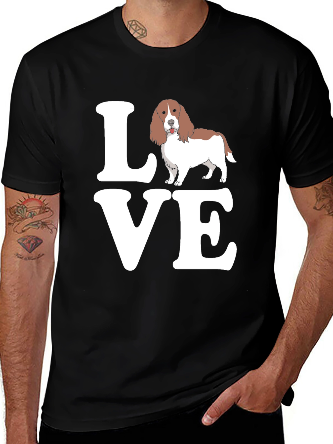 Love Welsh Springer Spaniel Black T-Shirt