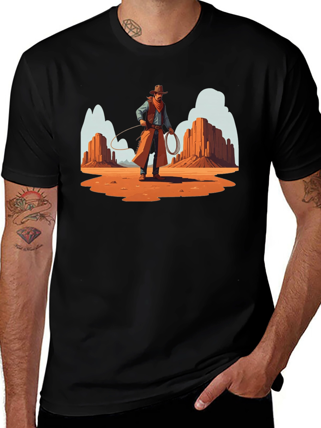 Variant 15 of Cowboy Graphic Tee - Western Desert Design