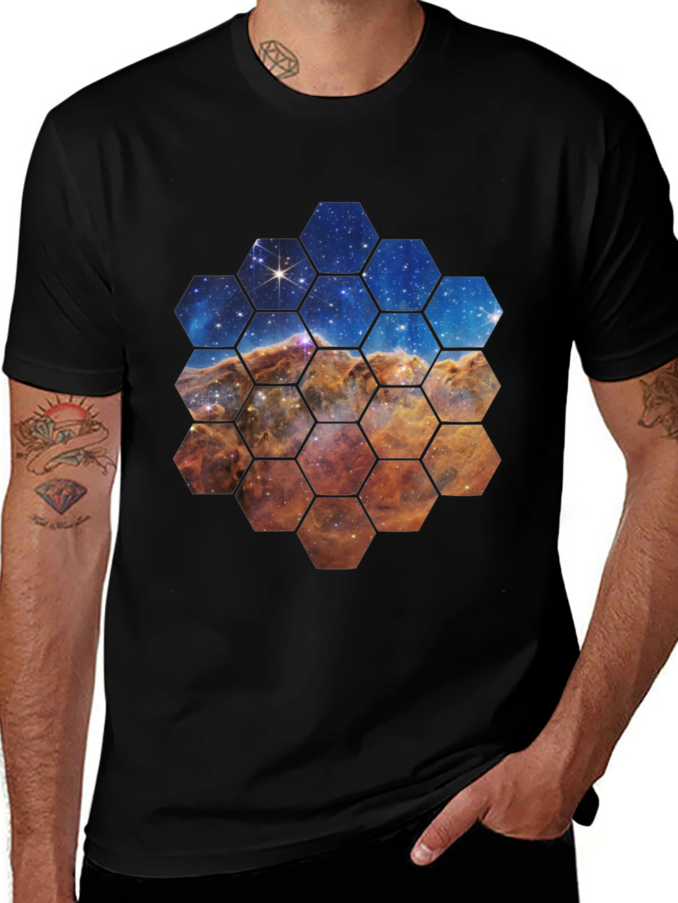 Variant 13 of Nebula Hexagon Graphic Tee - Space Lover Shirt