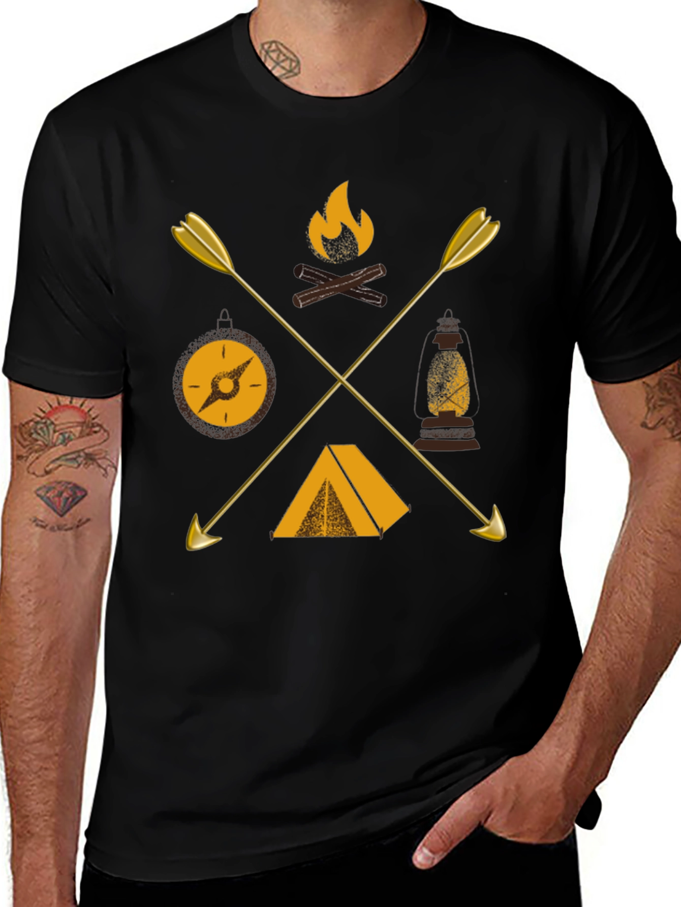 Variant 25 of Camping Adventure Graphic Tee - Arrows Compass Tent