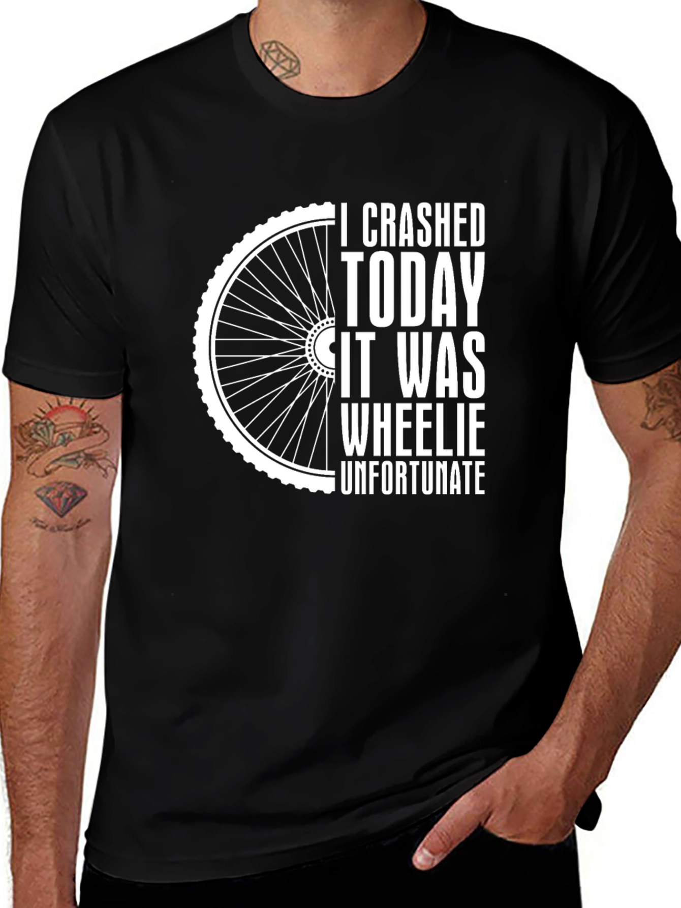 Variant 17 of Crashed Today Wheelie Unfortunate Funny Bike T-Shirt