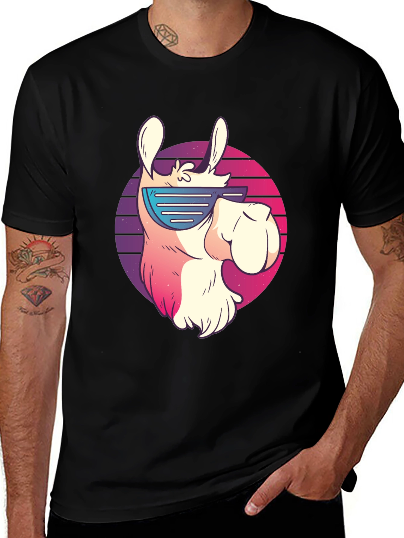 Variant 26 of Cool Llama Graphic Tee - Retro Sunglasses Design