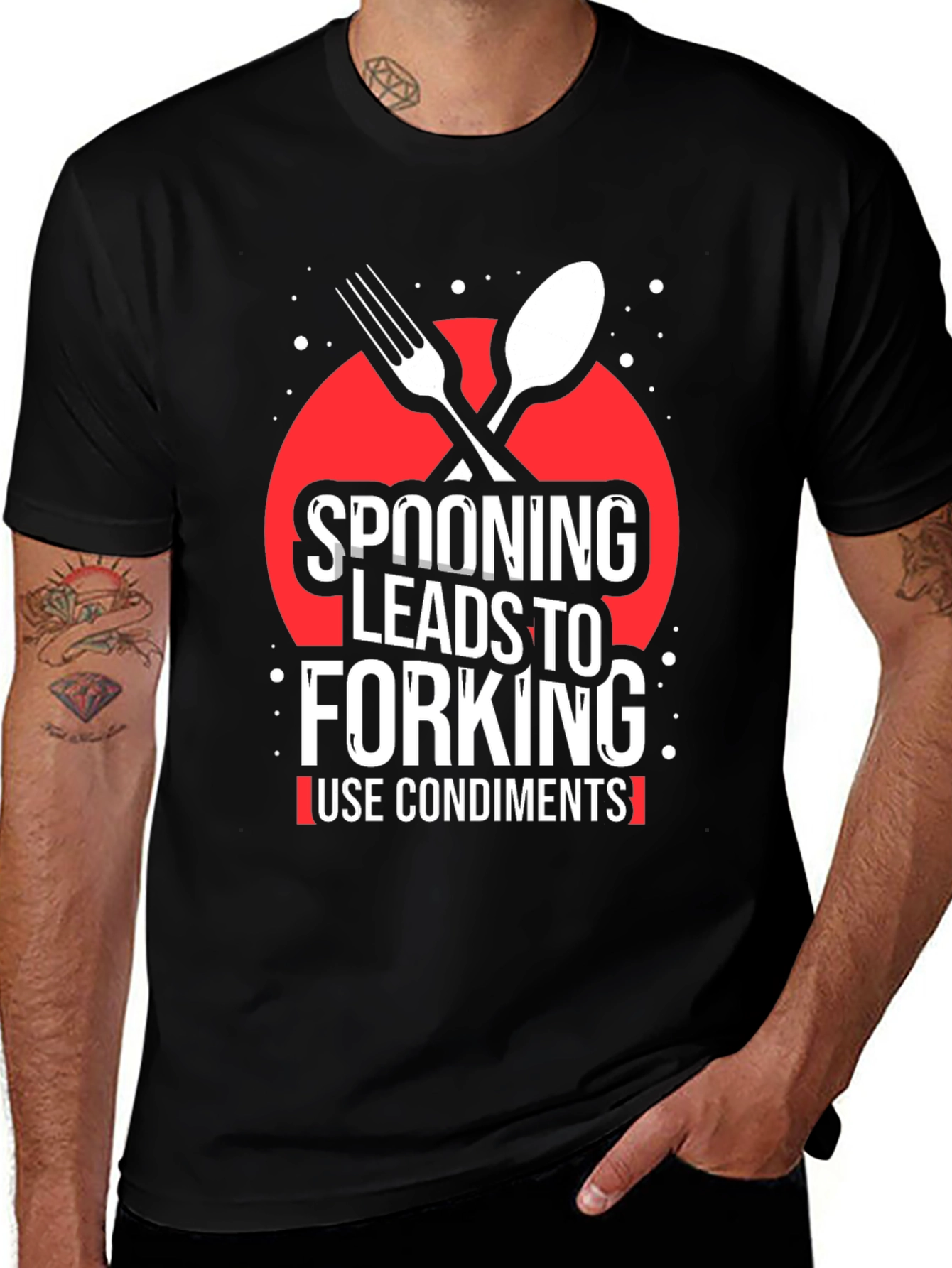 Variant 8 of Spooning Leads to Forking Black T-Shirt