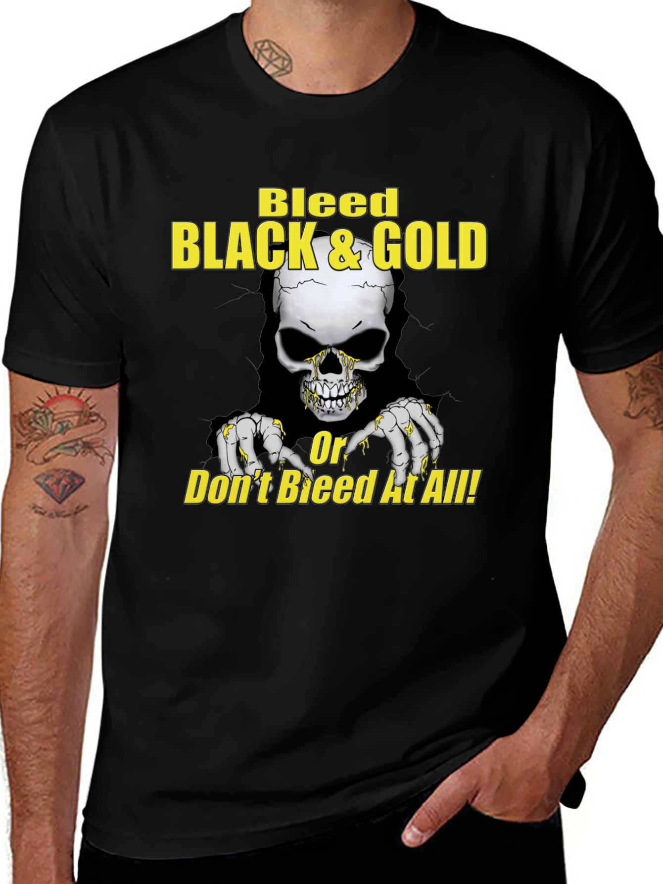 Variant 9 of Bleed Black & Gold T-Shirt - Skull Graphic Tee