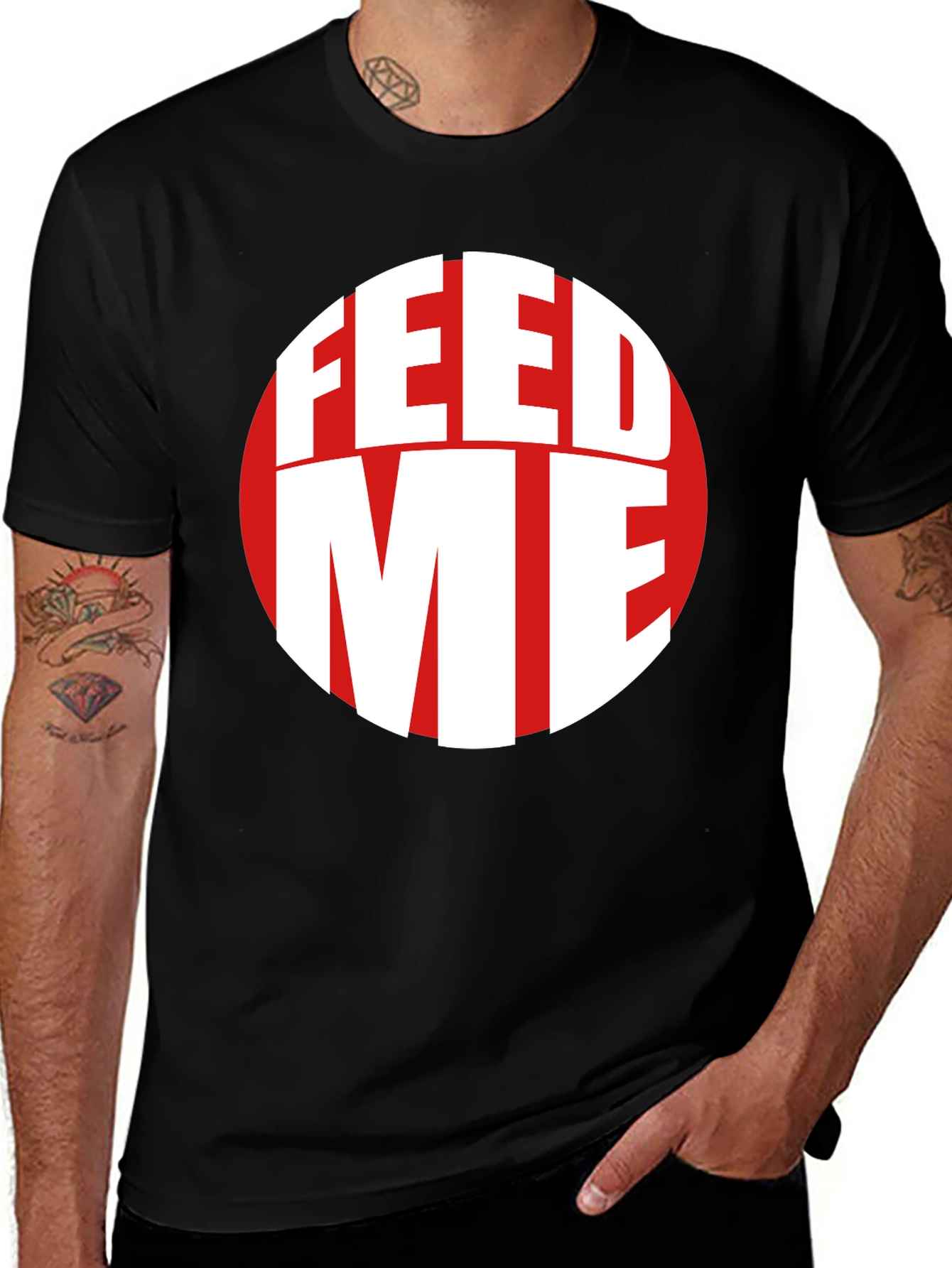 Variant 5 of Feed Me Graphic Tee - Trendy Circle Design