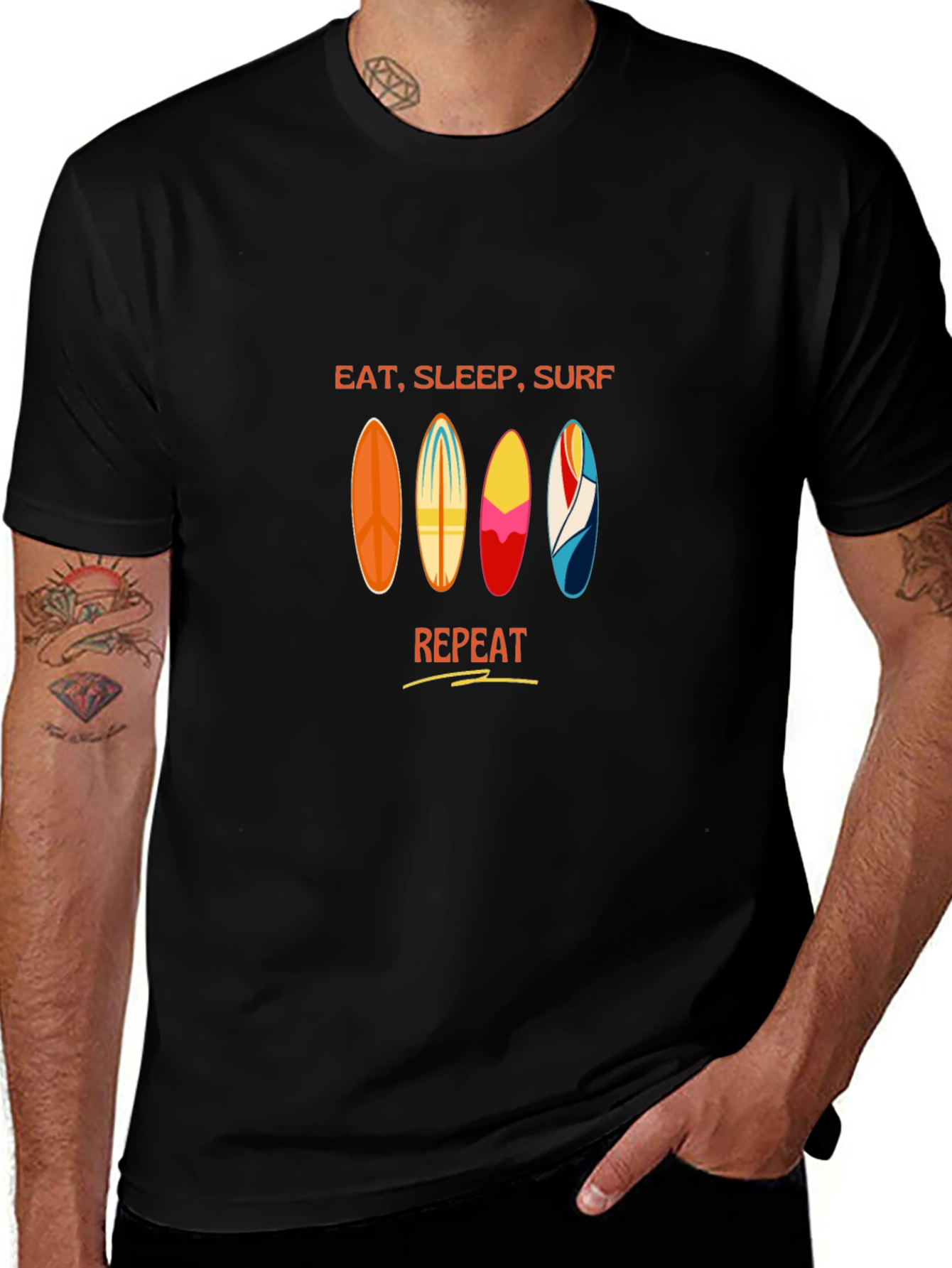 Variant 9 of Eat Sleep Surf Repeat Graphic Tee