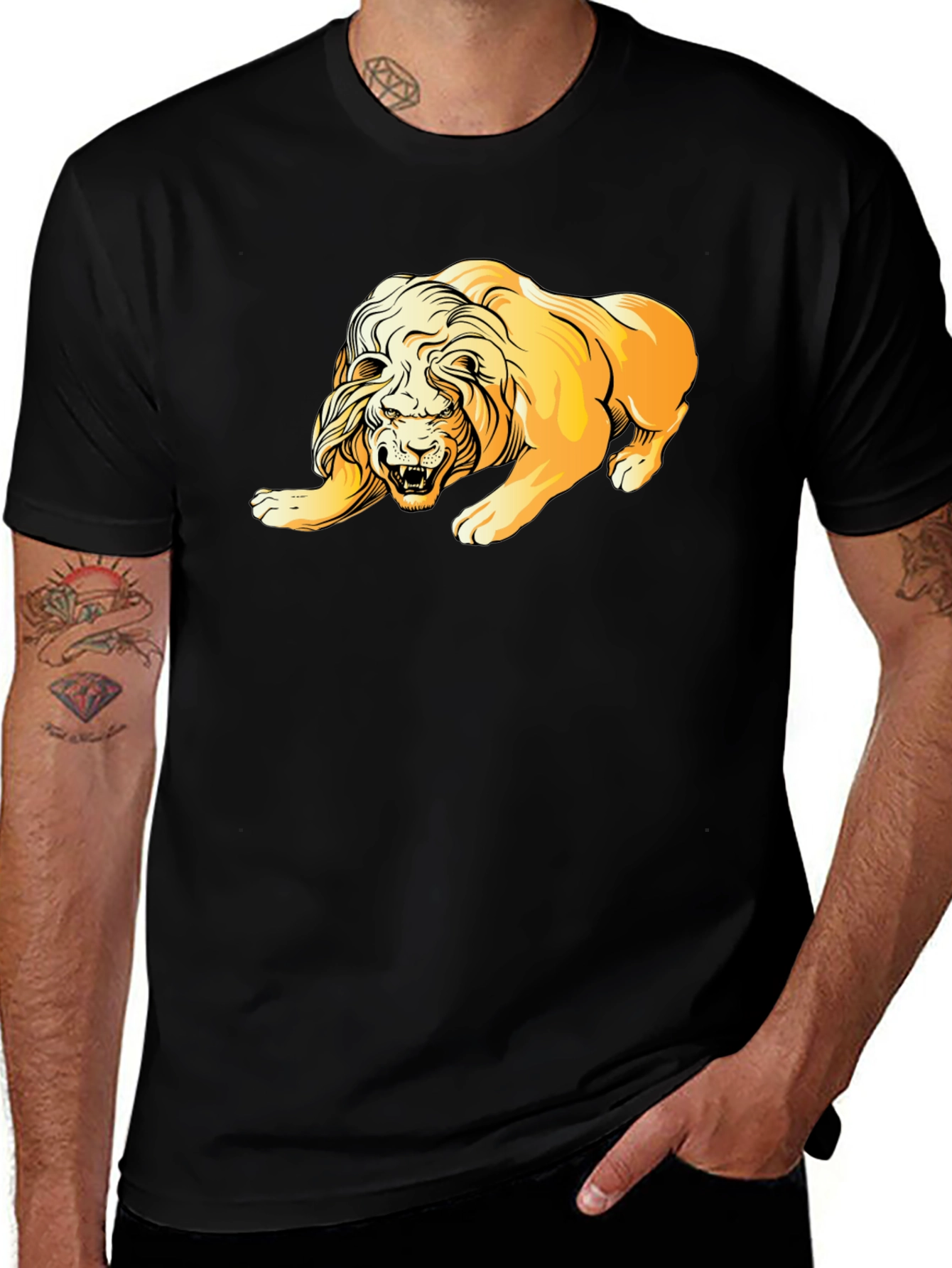 Variant 15 of Lion Graphic Print T-Shirt - Black