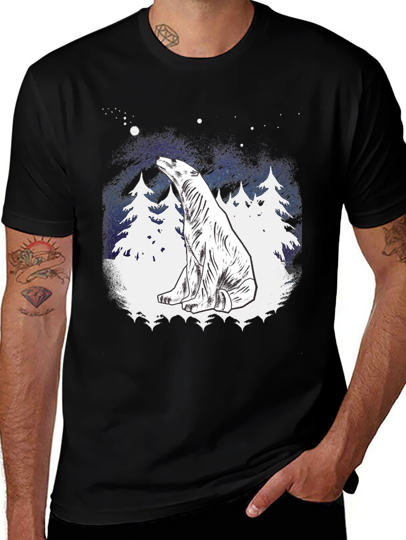 Variant 15 of Polar Bear Stargazing Graphic Tee