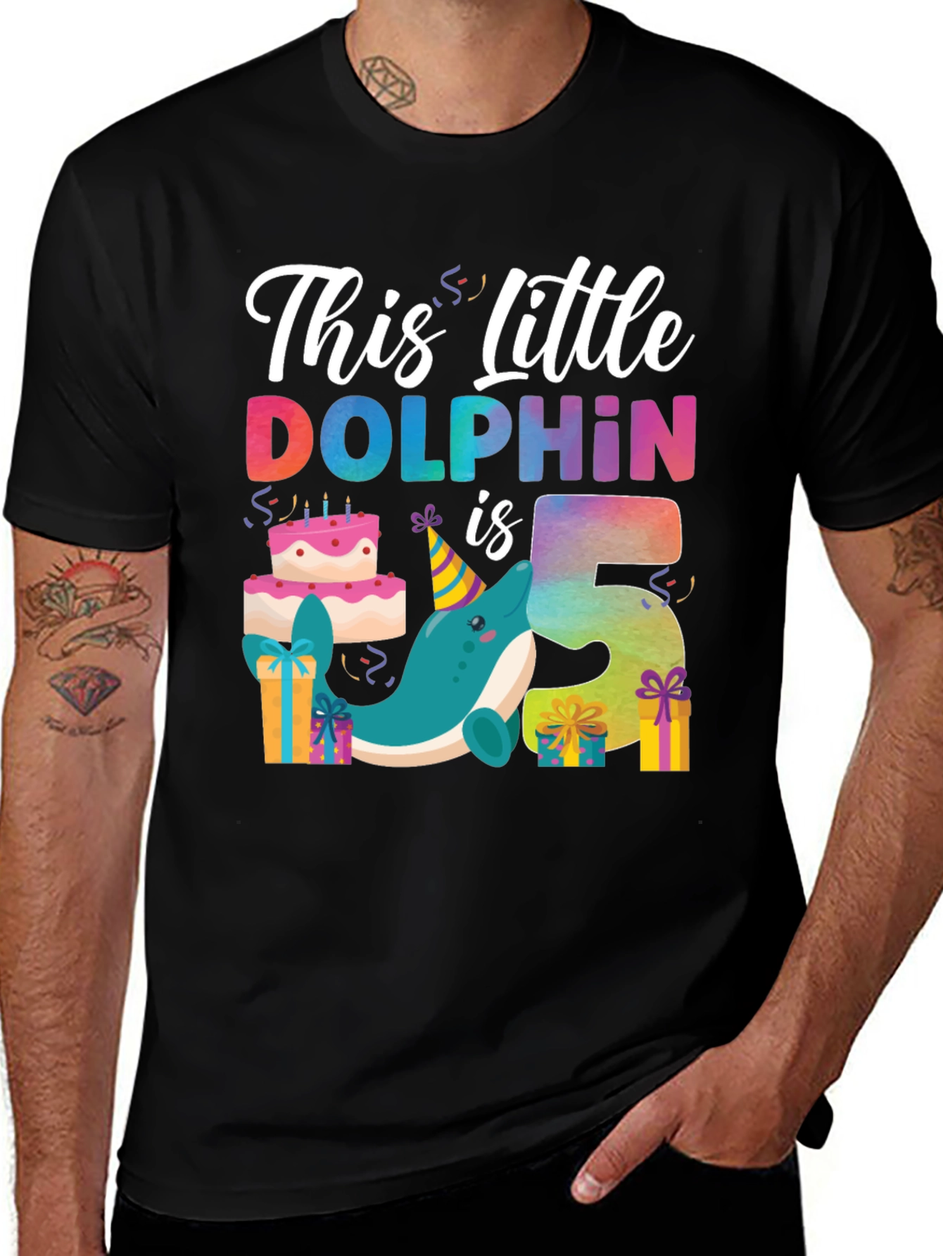 Cute Dolphin 5th Birthday Party Shirt