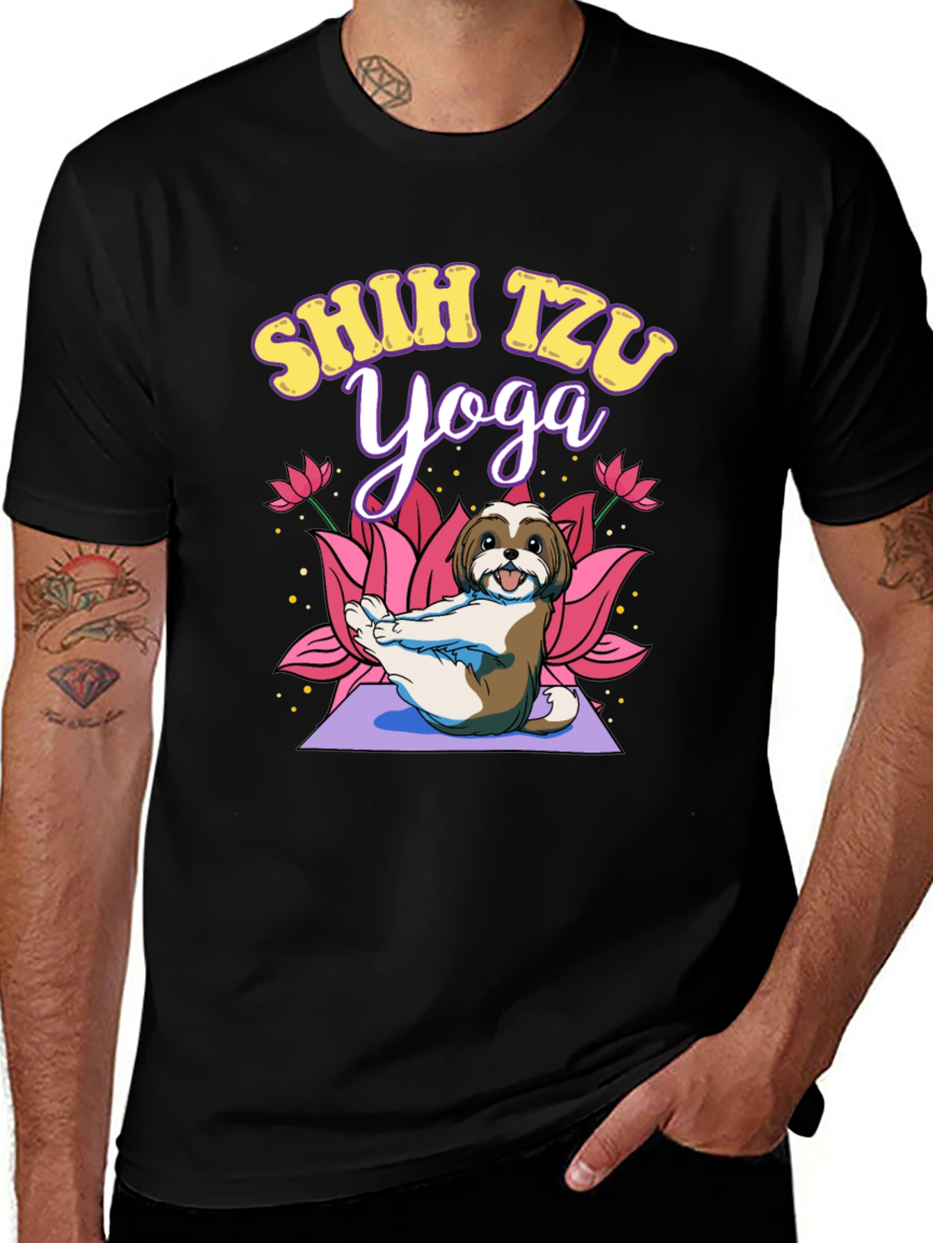 Variant 30 of Shih Tzu Yoga Black T-Shirt