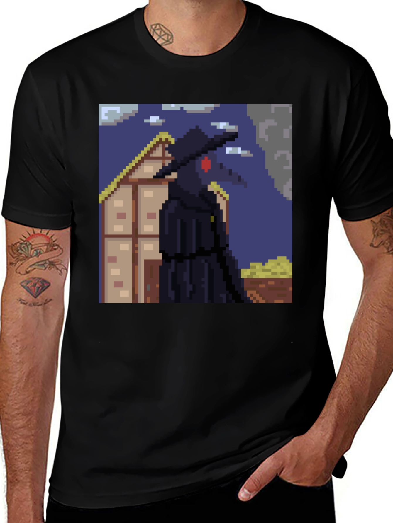 Pixel Plague Doctor Black T-Shirt