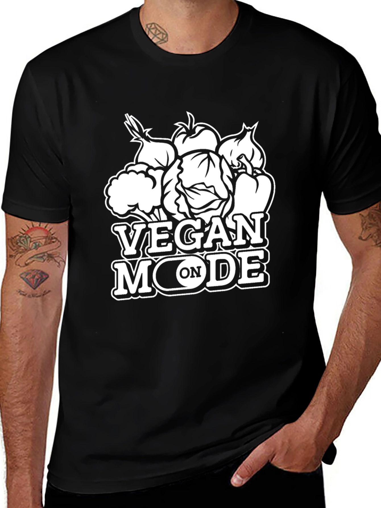 Variant 9 of Vegan Mode On Black T-Shirt