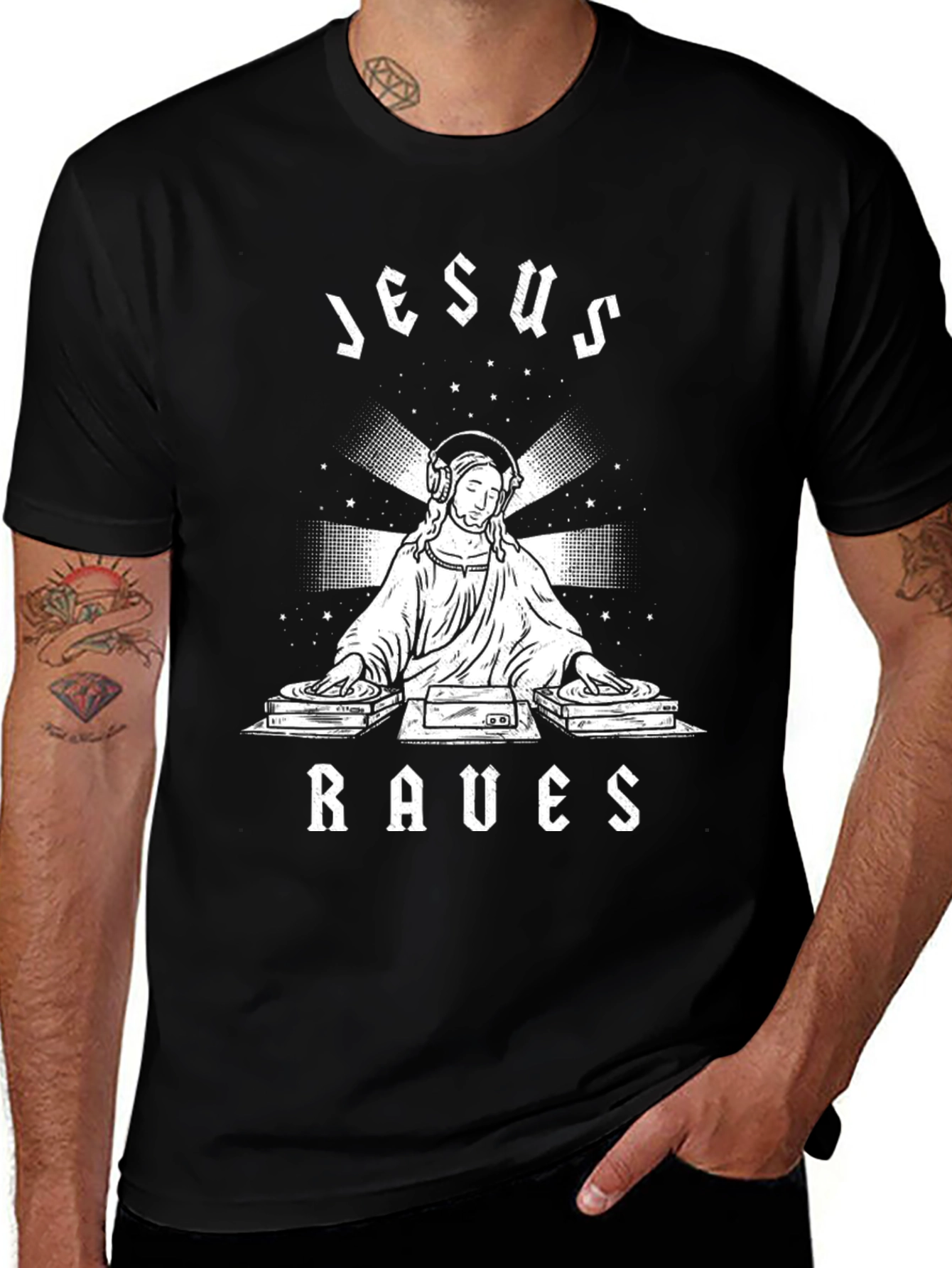 Variant 19 of Jesus Raves T-Shirt - Funny EDM Rave Party Tee