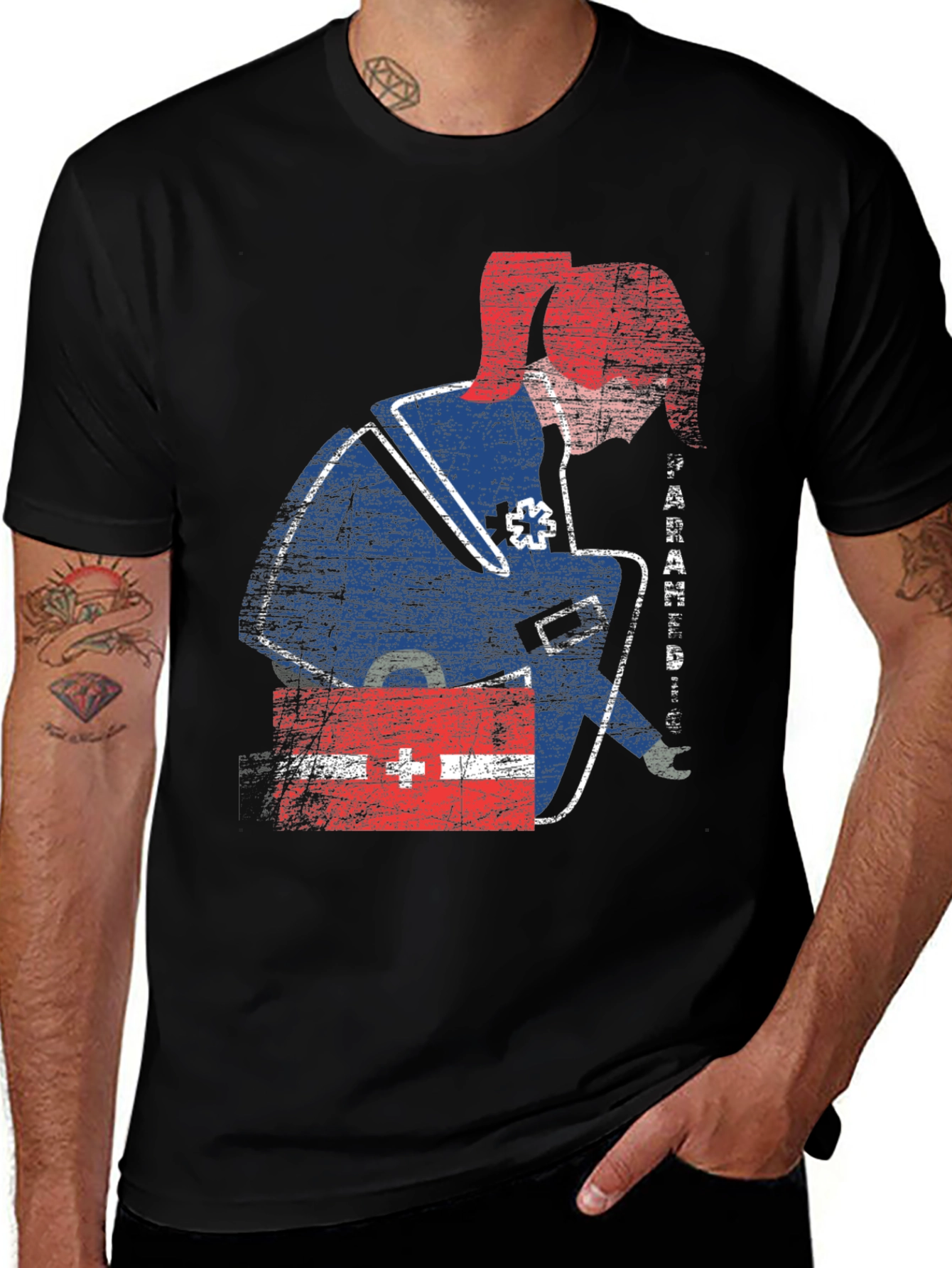Black Paramedic Graphic T-Shirt - Grunge Style main image