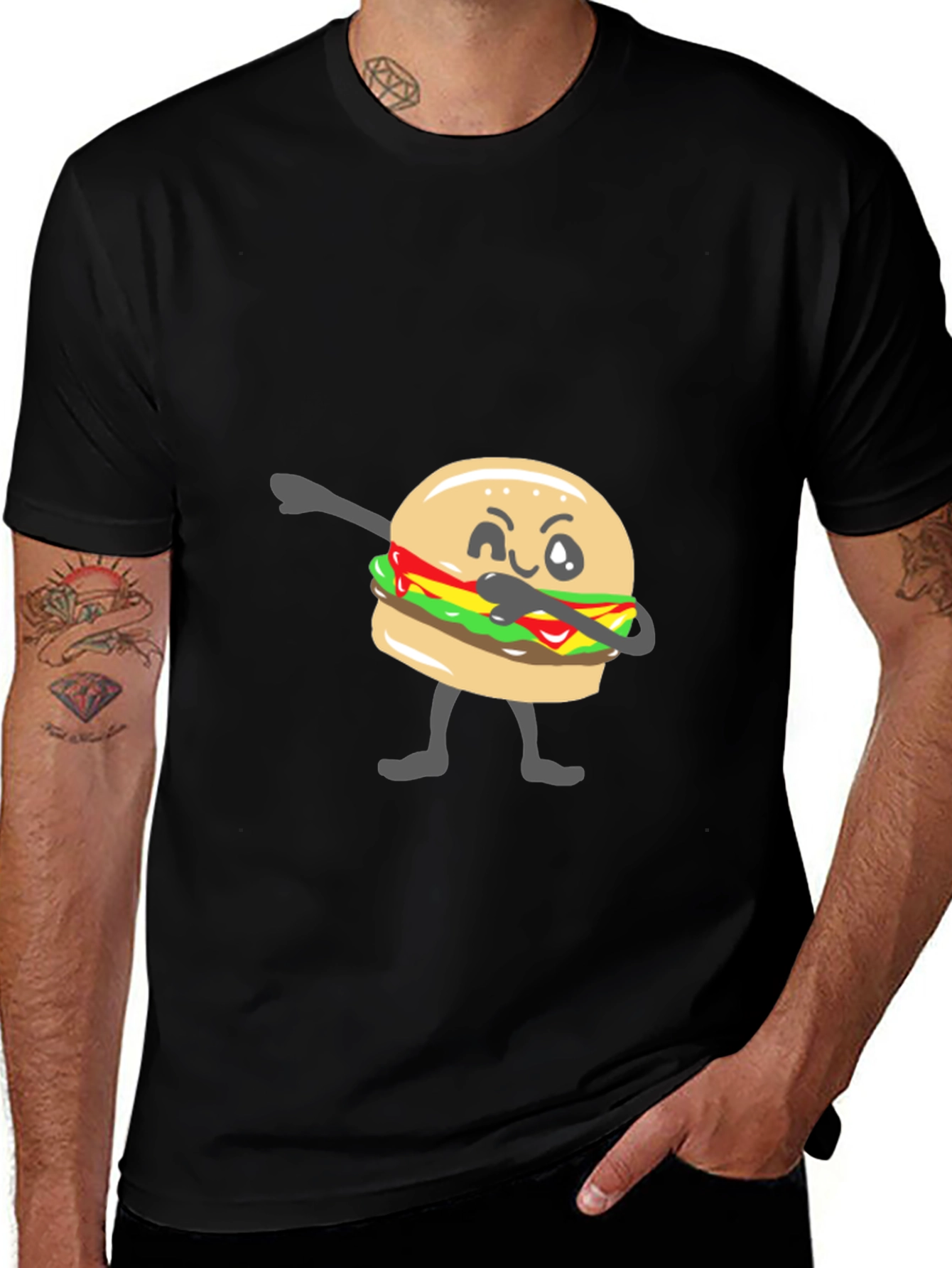 Variant 16 of Burger Dab Graphic T-Shirt - Black Cotton Tee