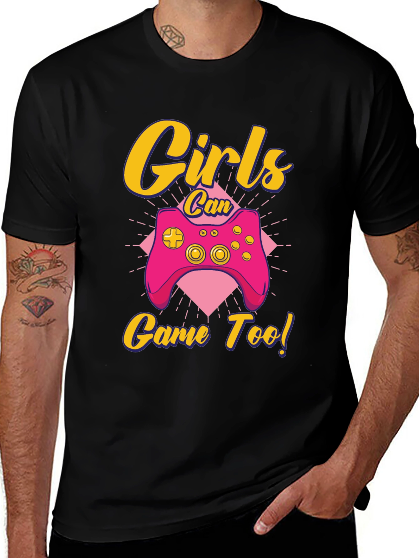 Variant 24 of Girls Can Game Too! Gamer T-Shirt