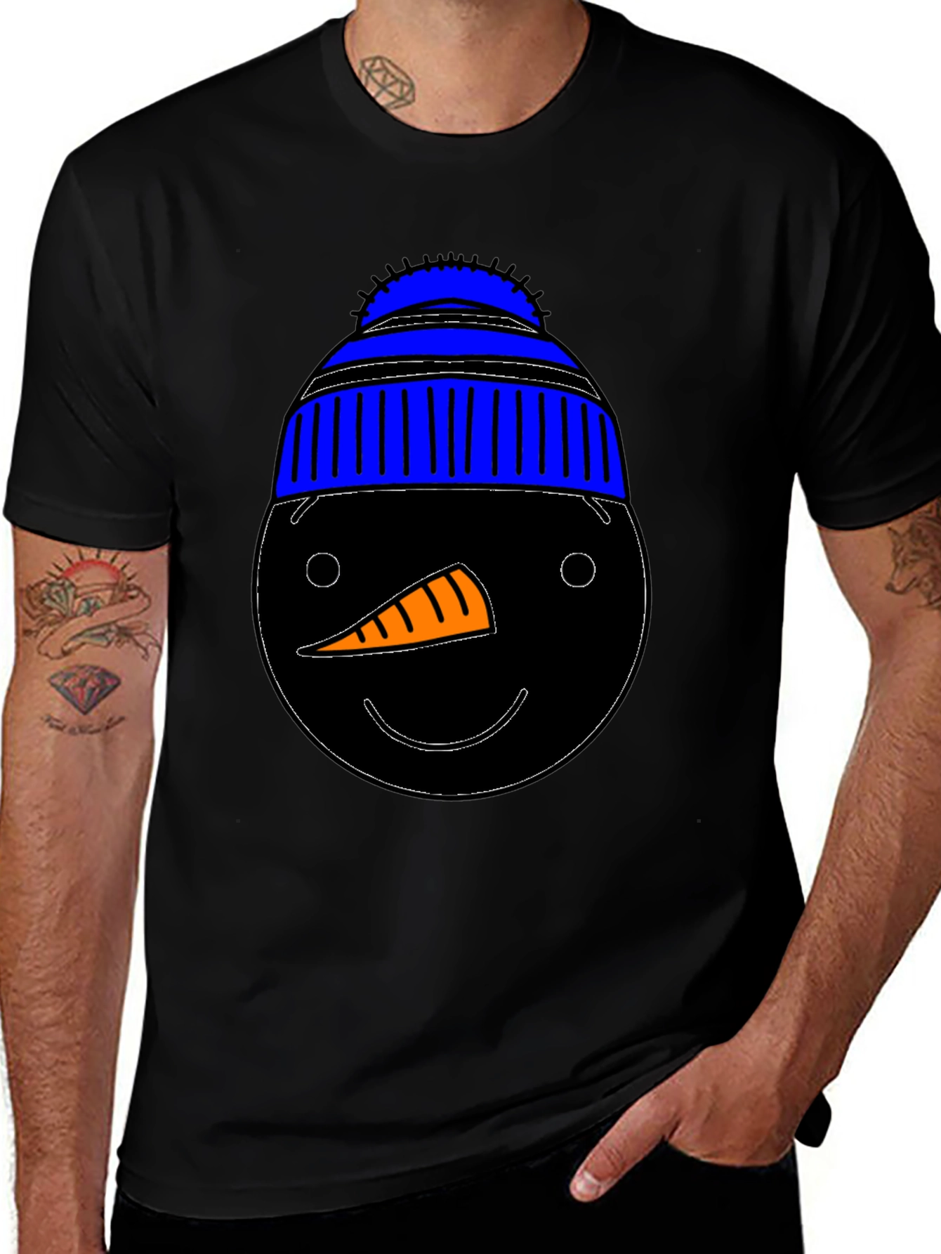 Variant 21 of Snowman Face Graphic Tee - Winter Holiday Shirt