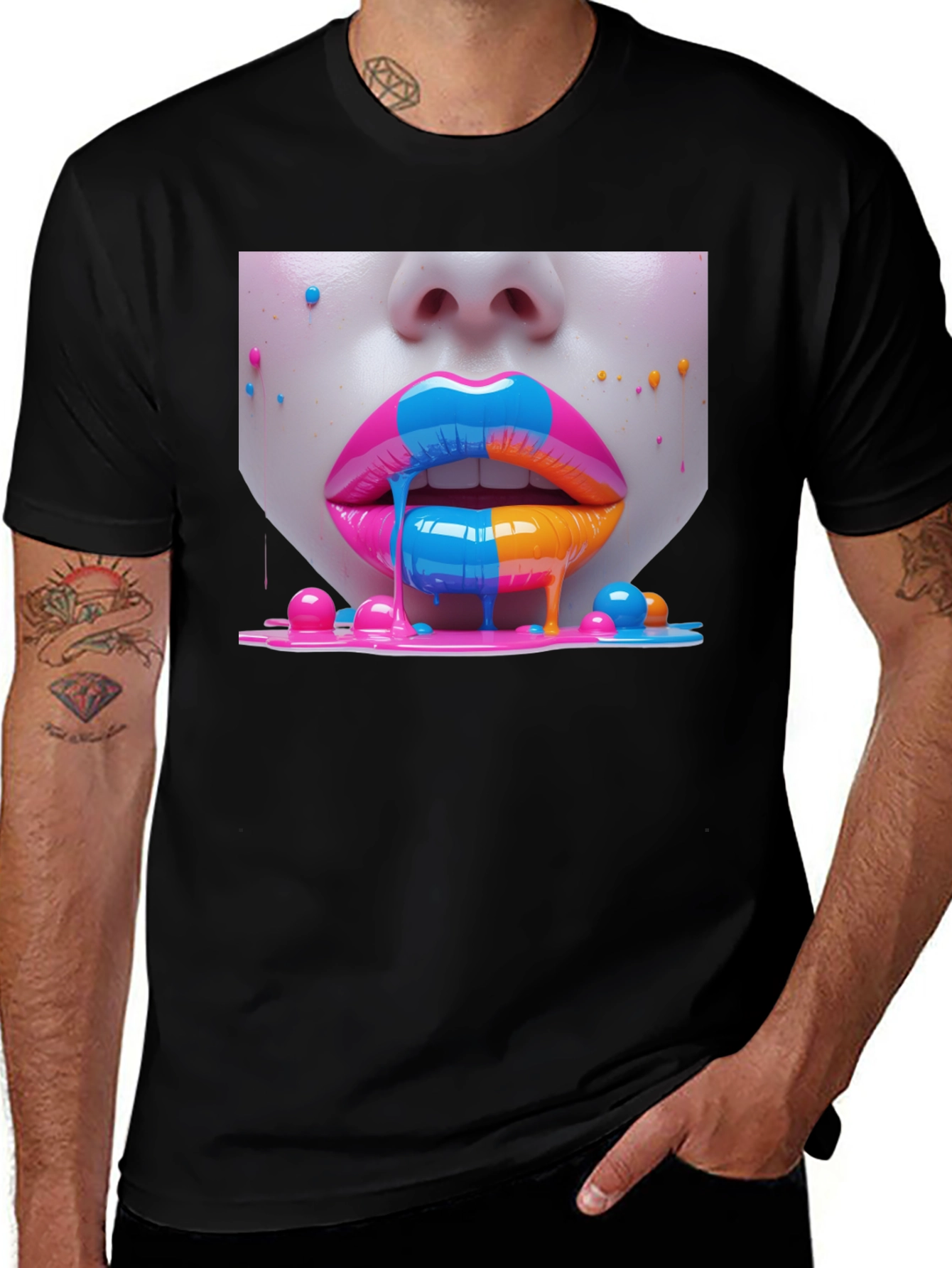 Variant 17 of Vibrant Lips Graphic Tee - Unisex Black T-Shirt
