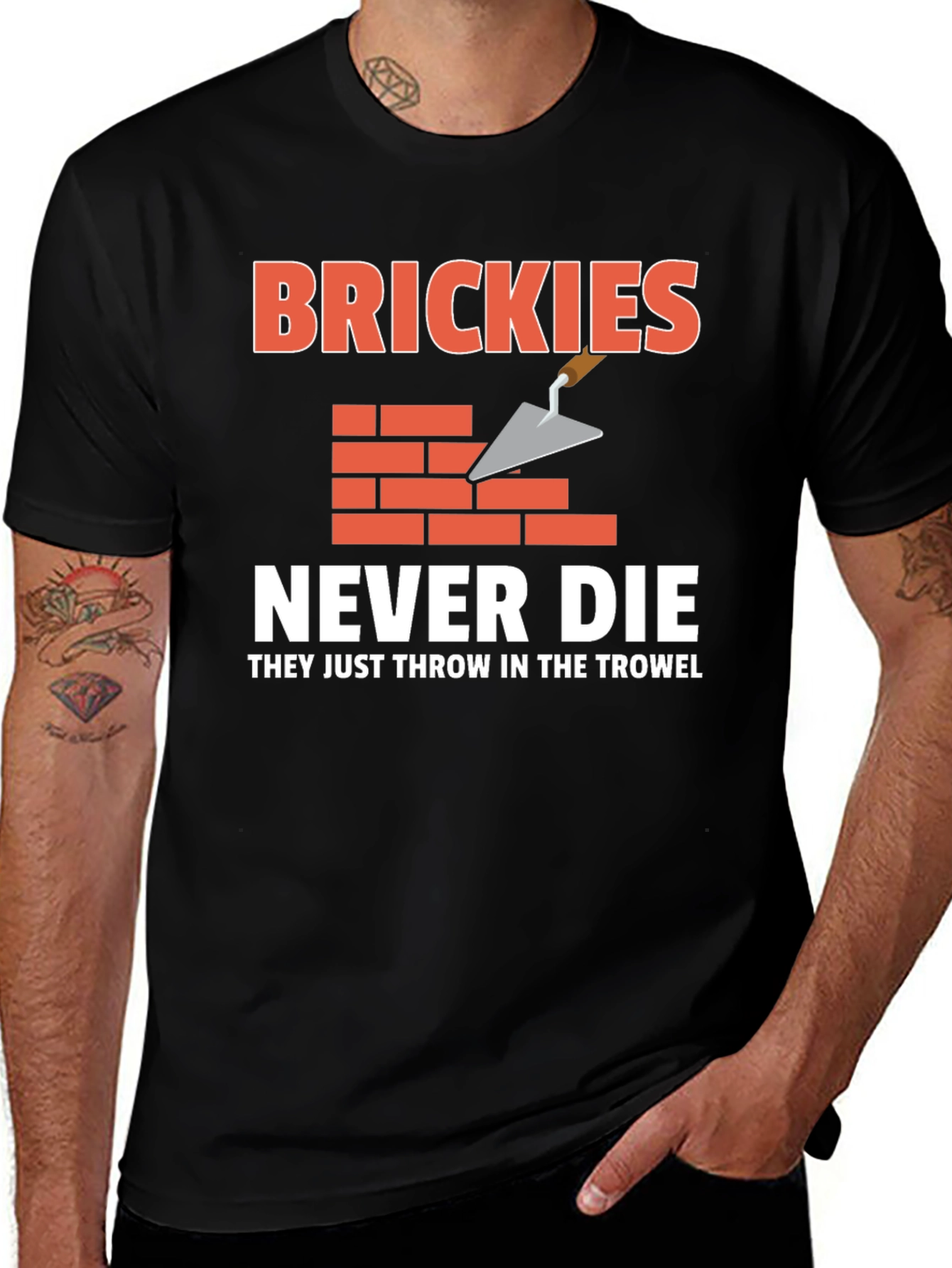 Variant 24 of Brickies Never Die T-Shirt - Construction Worker Tee