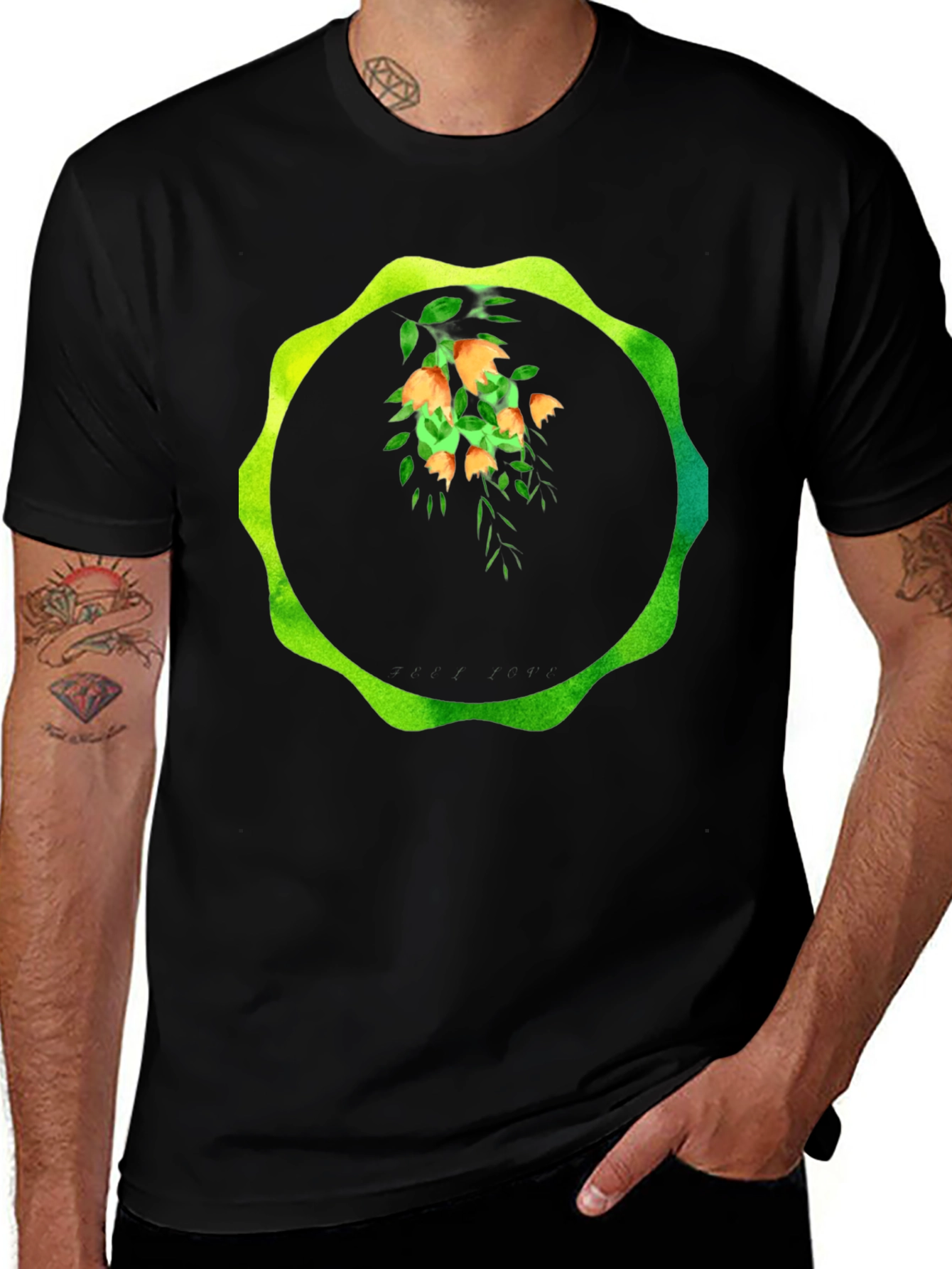 Variant 17 of Floral Circle Graphic Tee - Unique Design