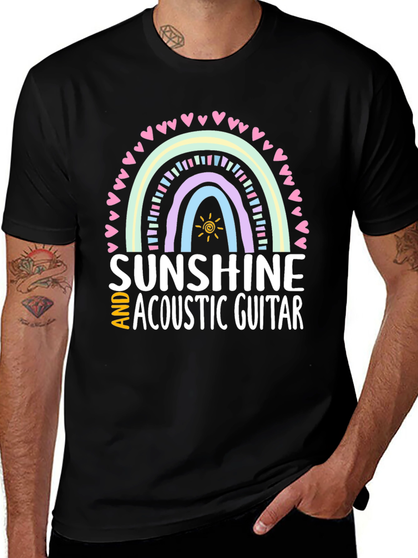 Variant 6 of Sunshine & Acoustic Guitar Rainbow Graphic Tee