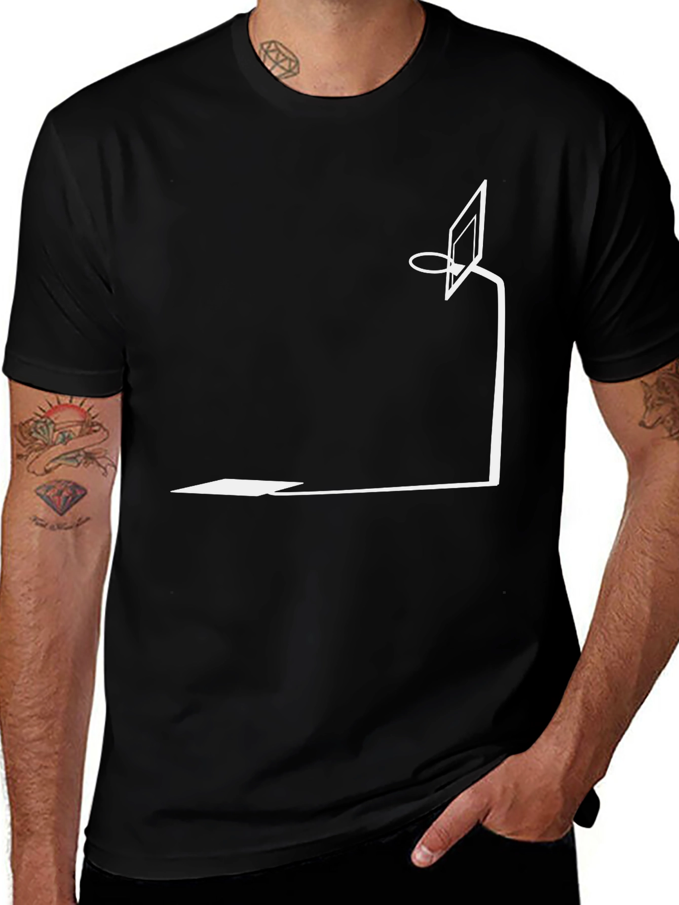 Variant 15 of Minimalist Basketball Hoop Graphic Tee