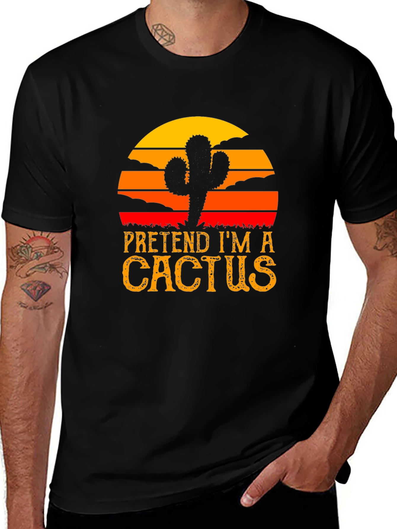 Variant 5 of Pretend I'm a Cactus Black T-Shirt