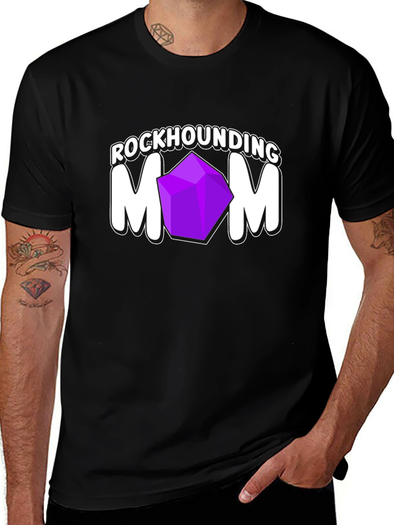 Rockhounding Mom T-Shirt - Purple Gemstone Design