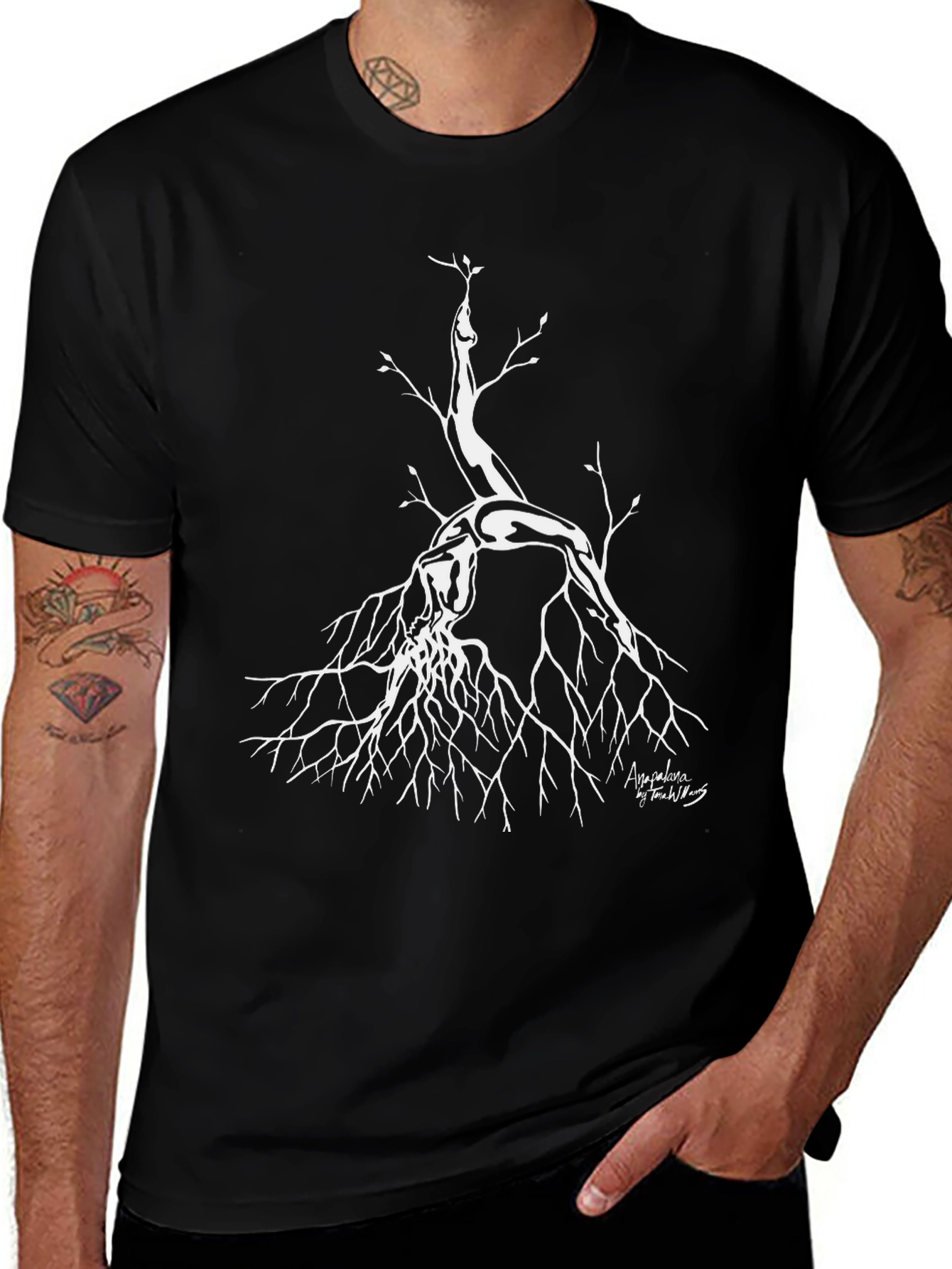 Variant 26 of Arboreality Roots Black Tee - Unique Graphic Design