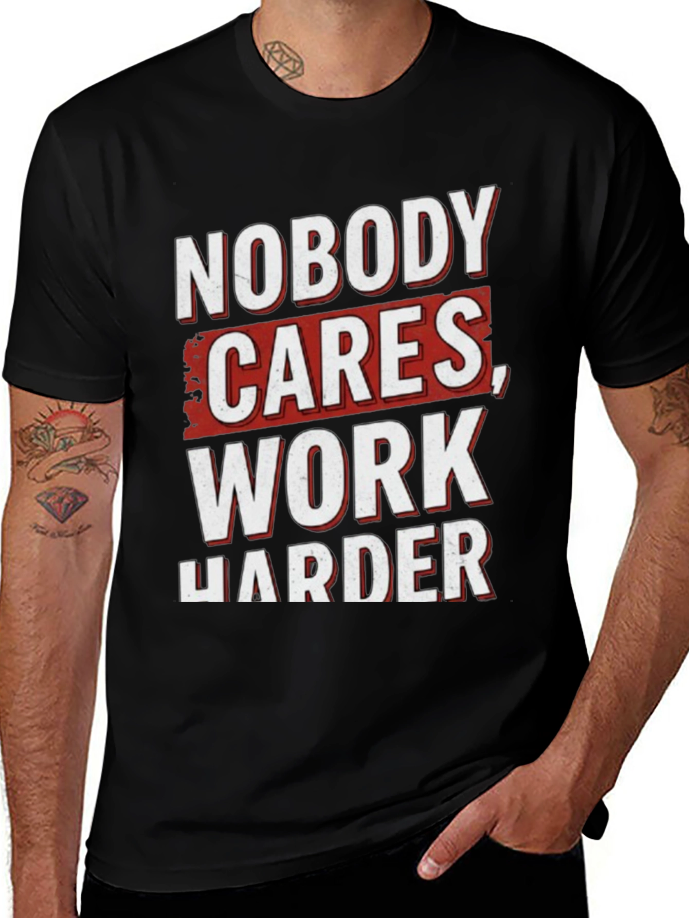 Variant 5 of Motivational Workout T-Shirt - Nobody Cares, Work Harder