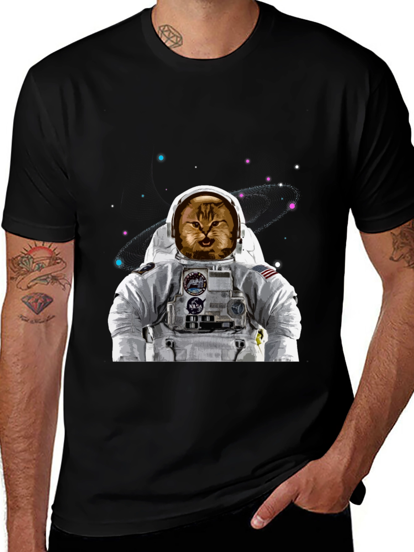 Cat Astronaut Graphic T-Shirt - Space Explorer Tee