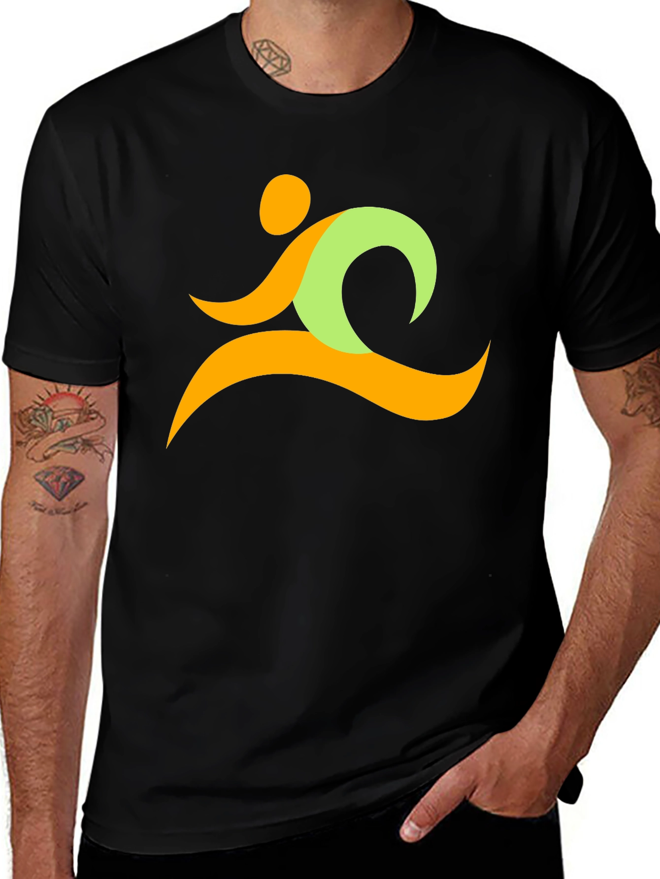 Variant 30 of Abstract Runner Graphic Black T-Shirt