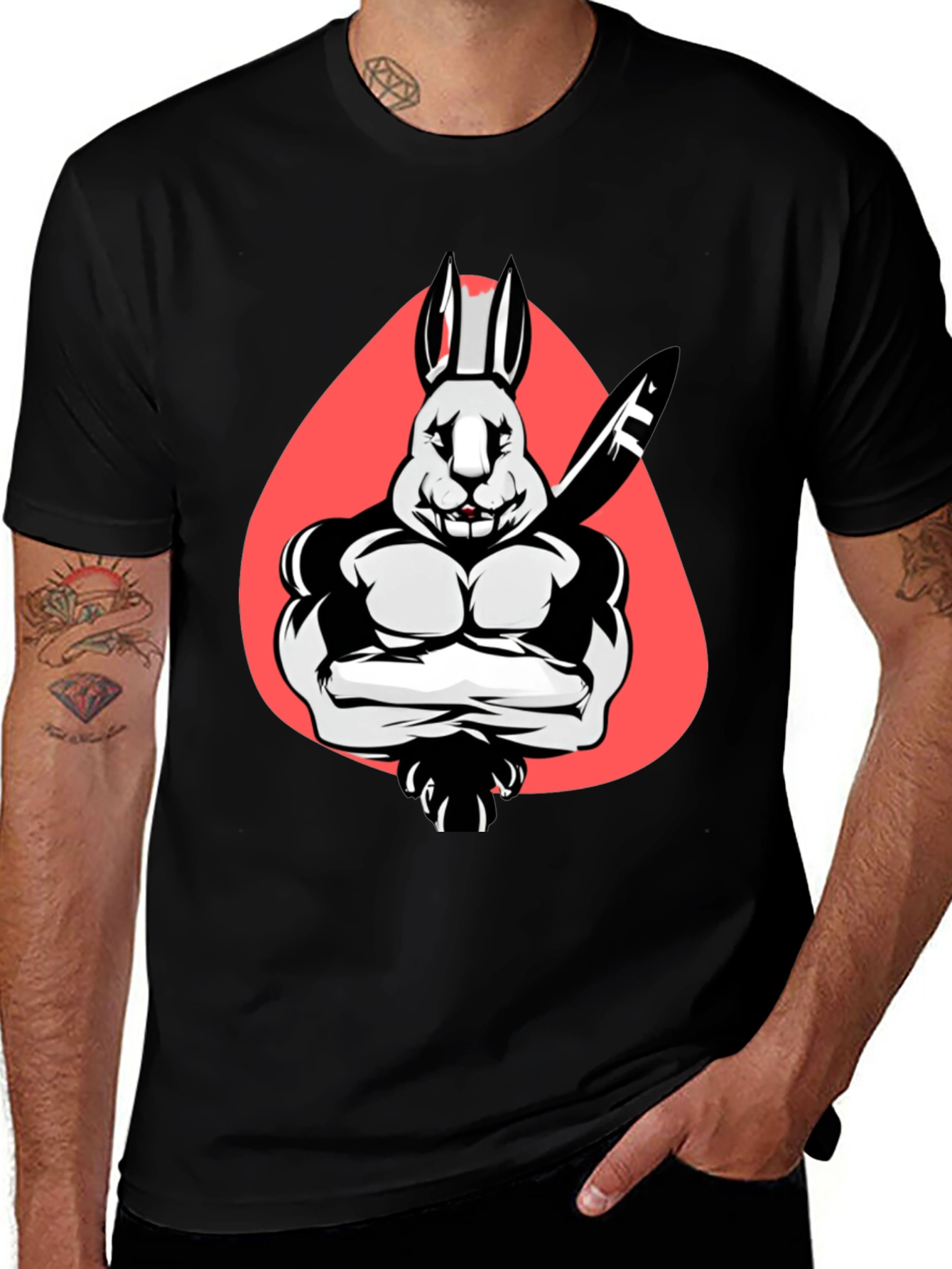 Variant 19 of Muscle Rabbit T-Shirt - Black Graphic Tee