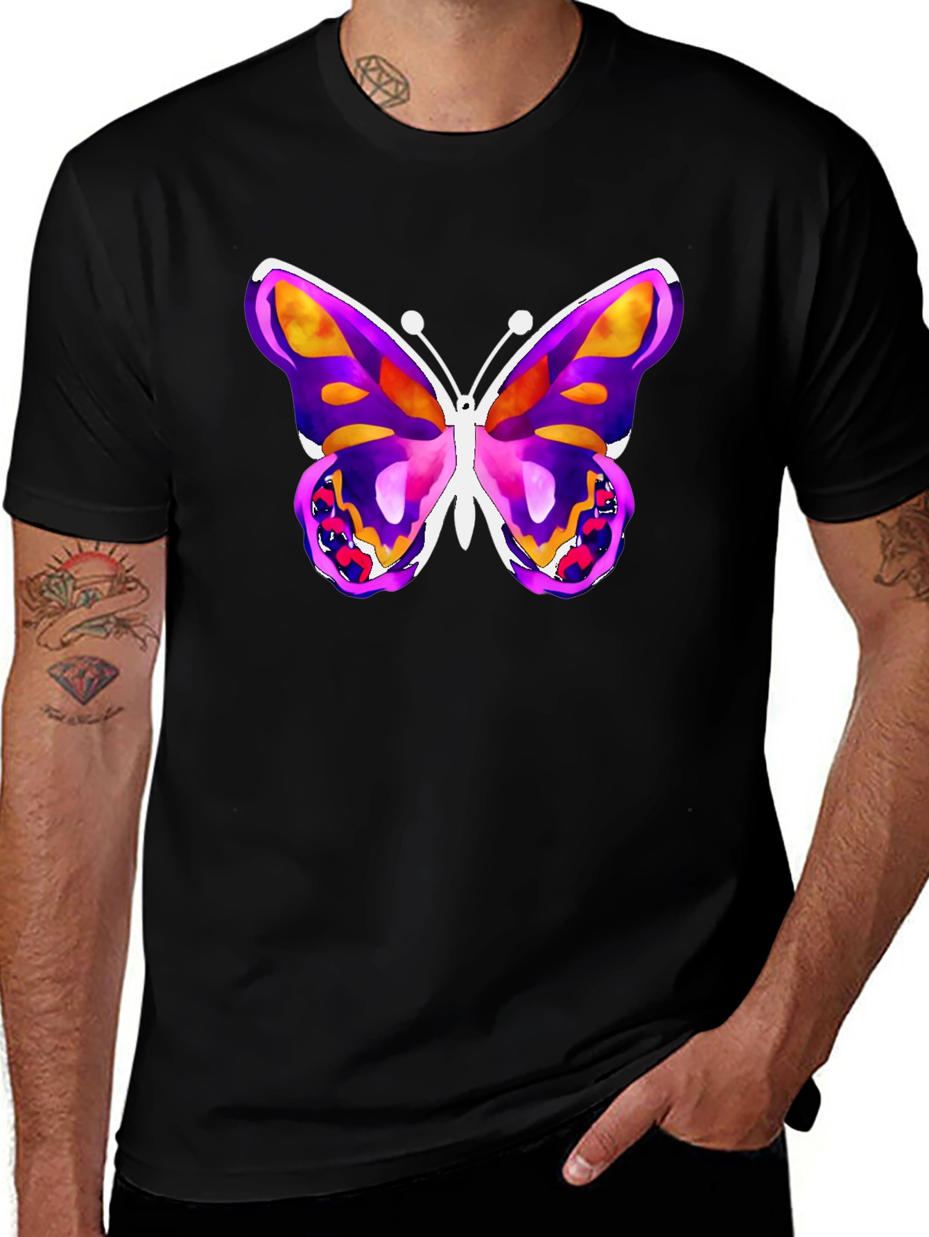 Variant 13 of Butterfly Graphic Black T-Shirt