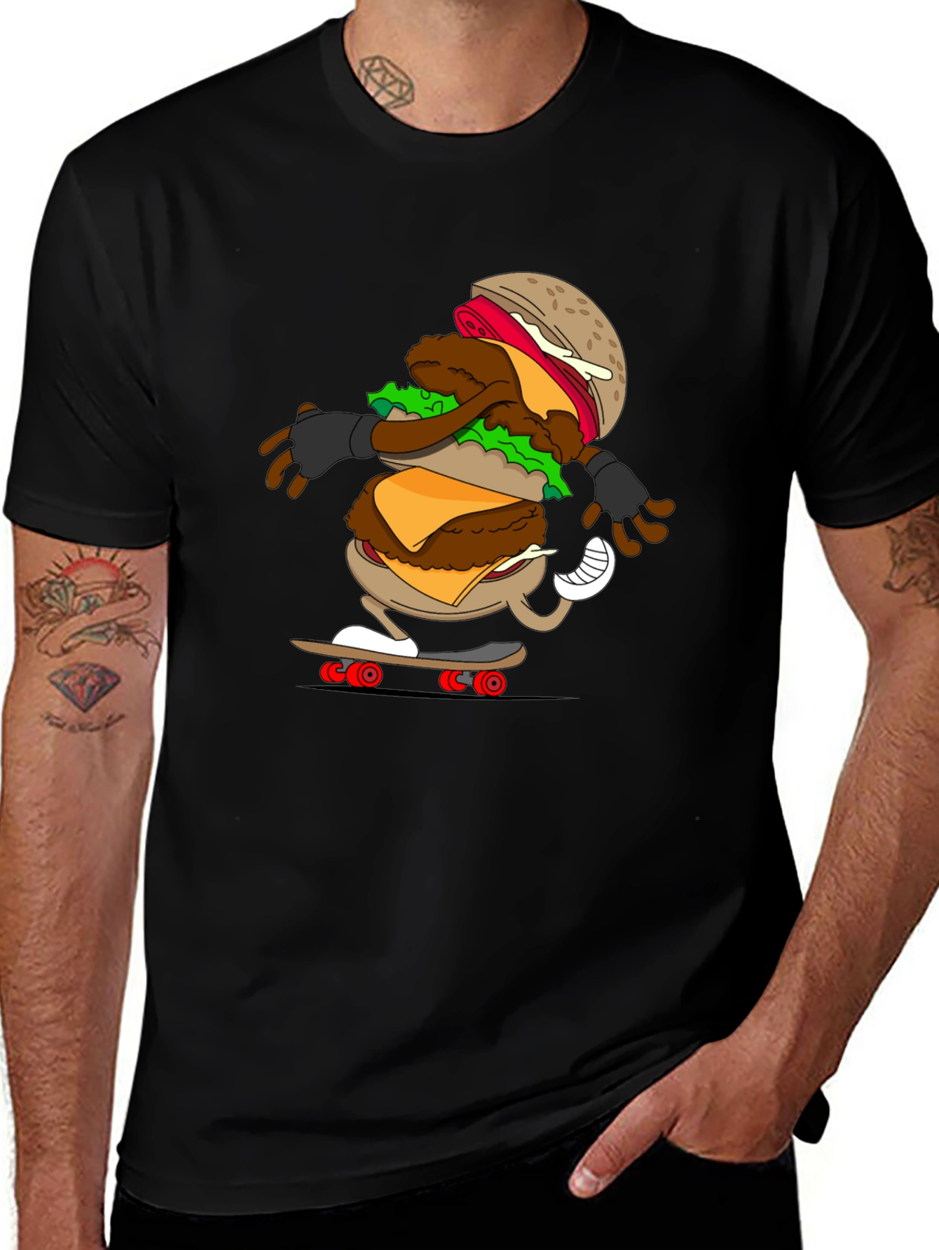 Variant 17 of Burger Skateboarder Graphic Tee - Cool & Unique Design