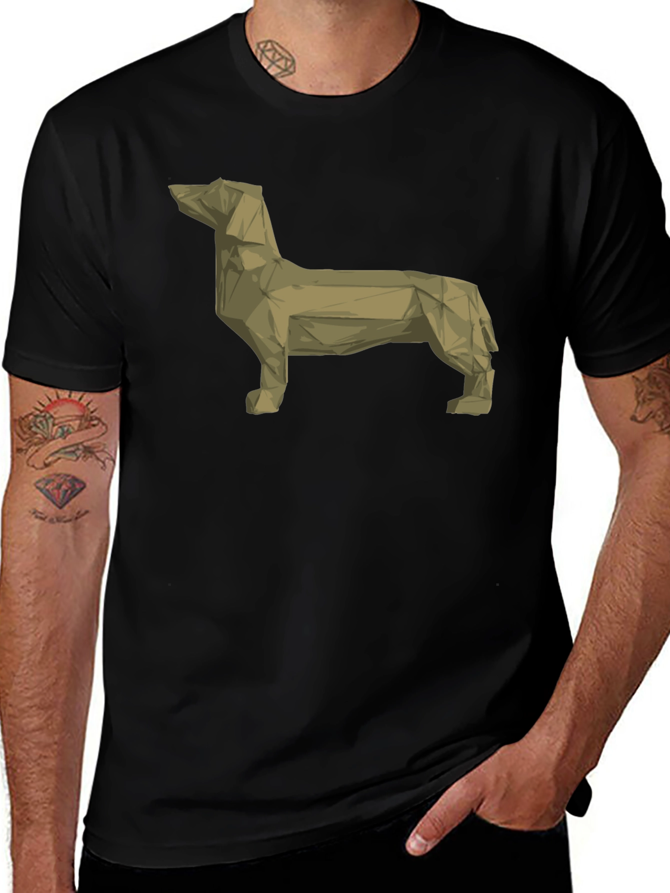 Variant 15 of Geometric Dachshund T-Shirt - Modern Dog Lover Tee