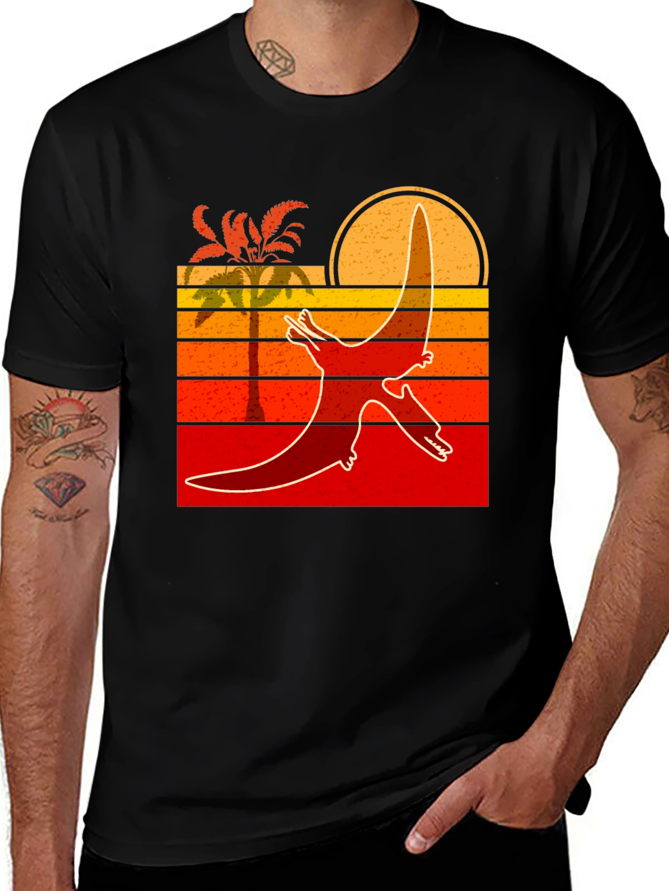 Variant 16 of Retro Pterodactyl Sunset T-Shirt