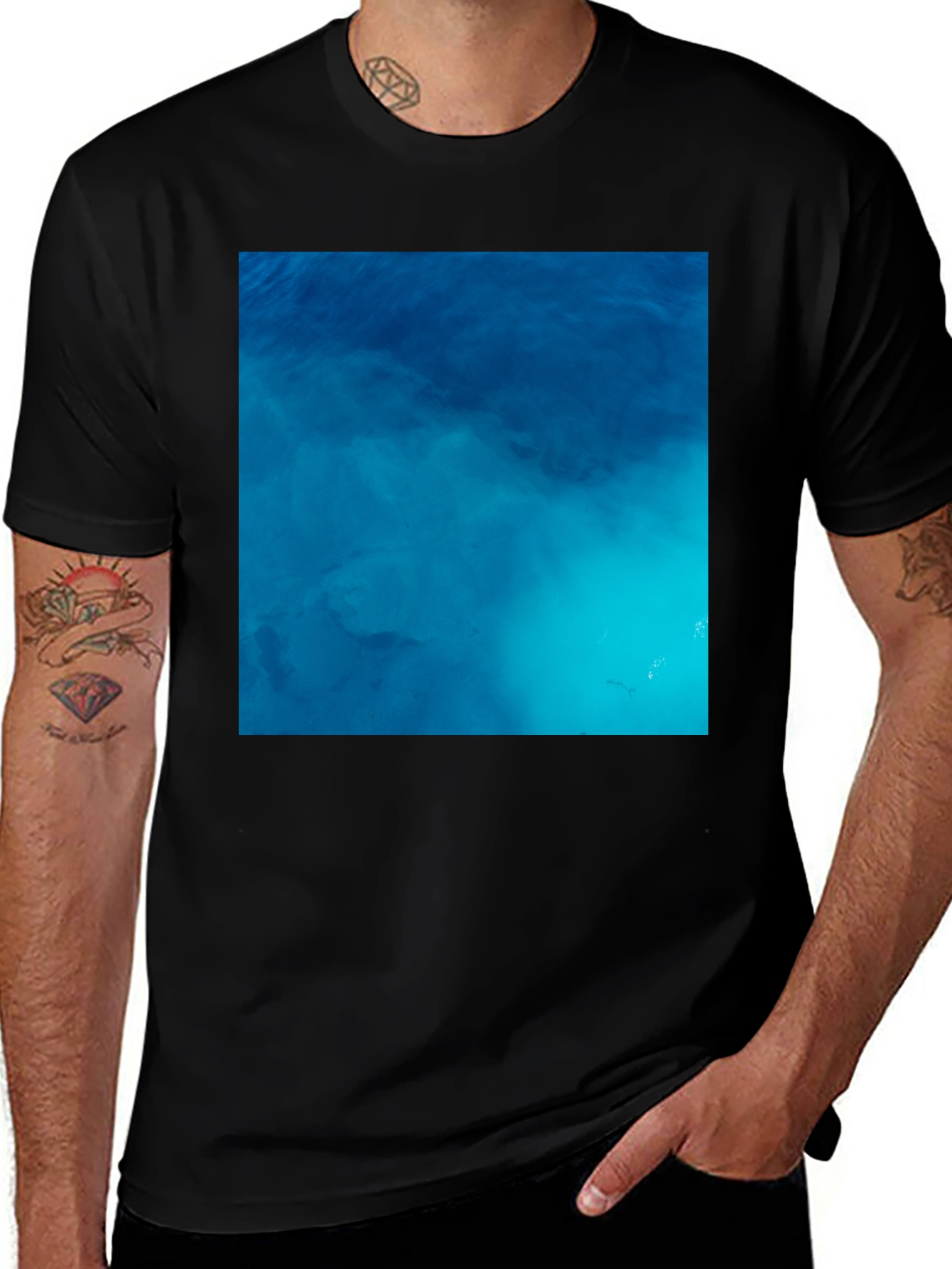 Variant 24 of Ocean Water Graphic Tee - Relaxed Fit Black Shirt