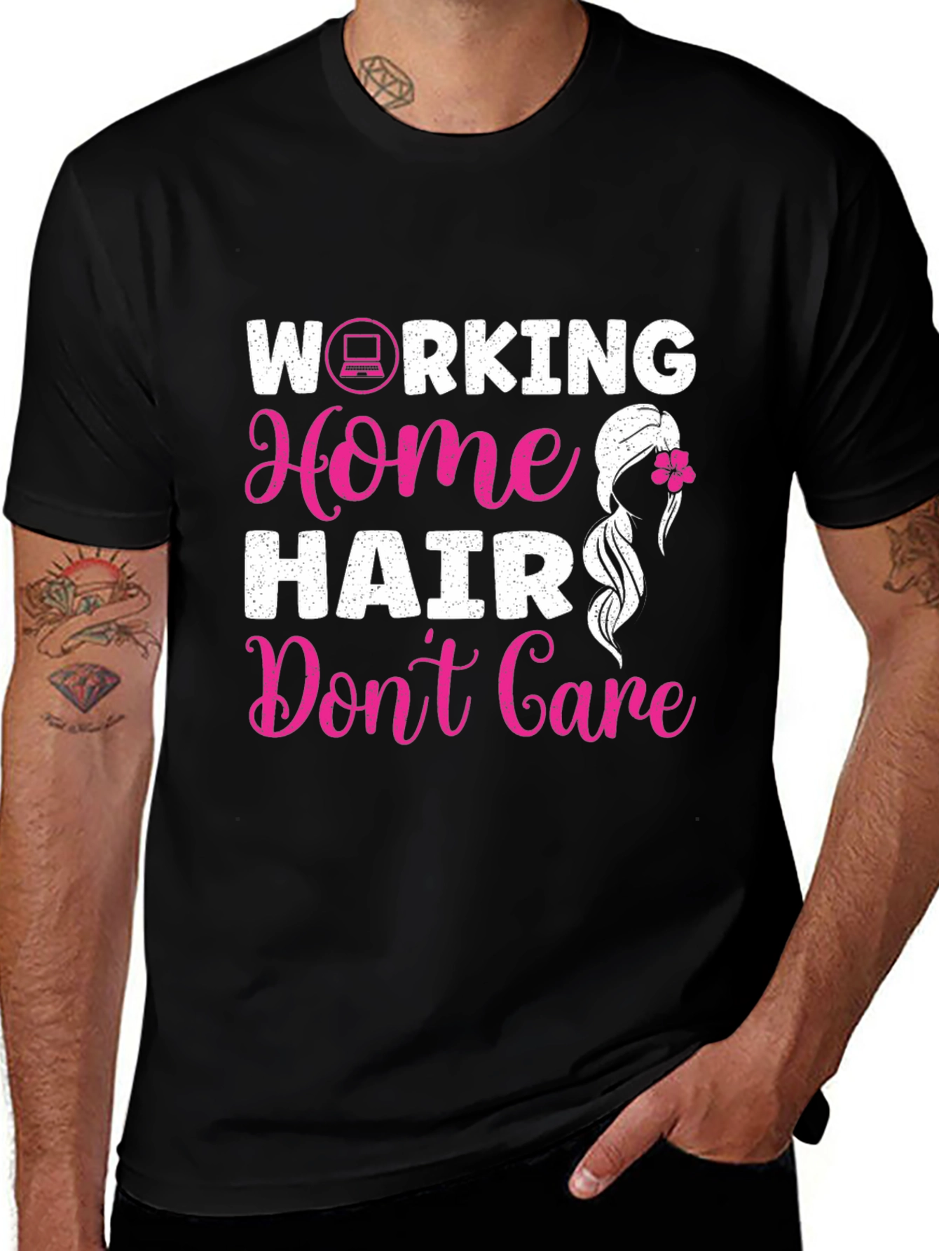 Working Home Hair Don't Care Graphic Tee