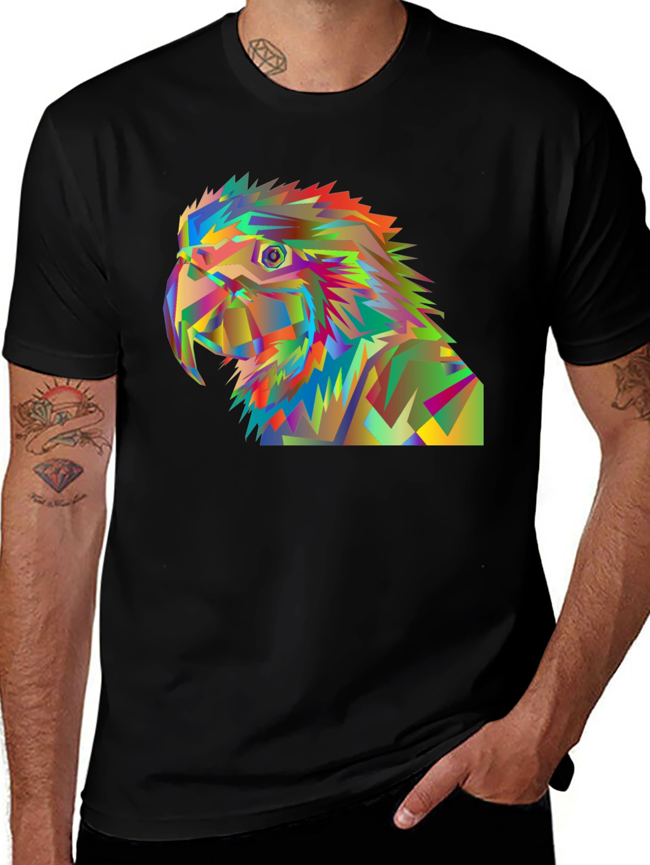 Variant 15 of Geometric Parrot Graphic Tee - Modern Art T-Shirt