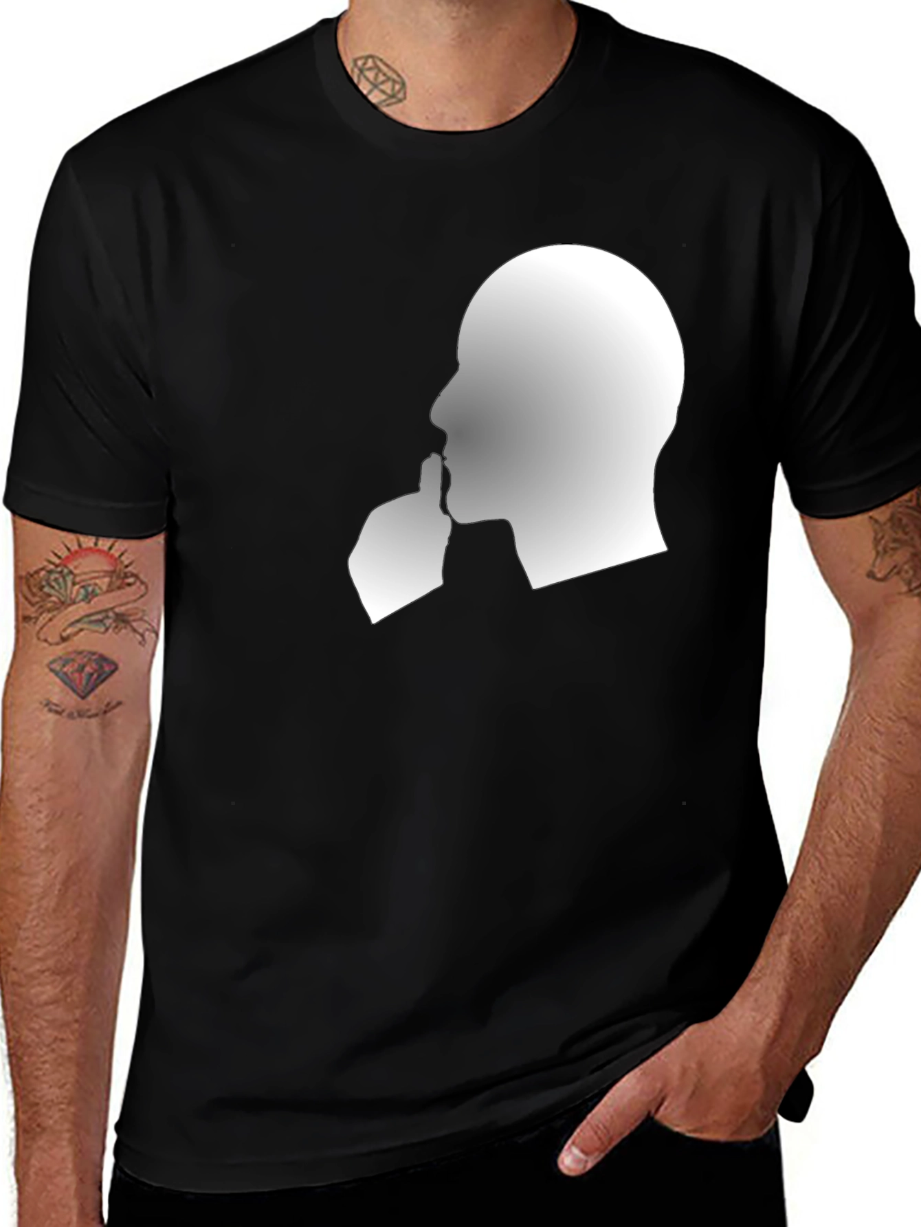 Variant 20 of Shhh! Graphic Tee - Black Crew Neck T-Shirt