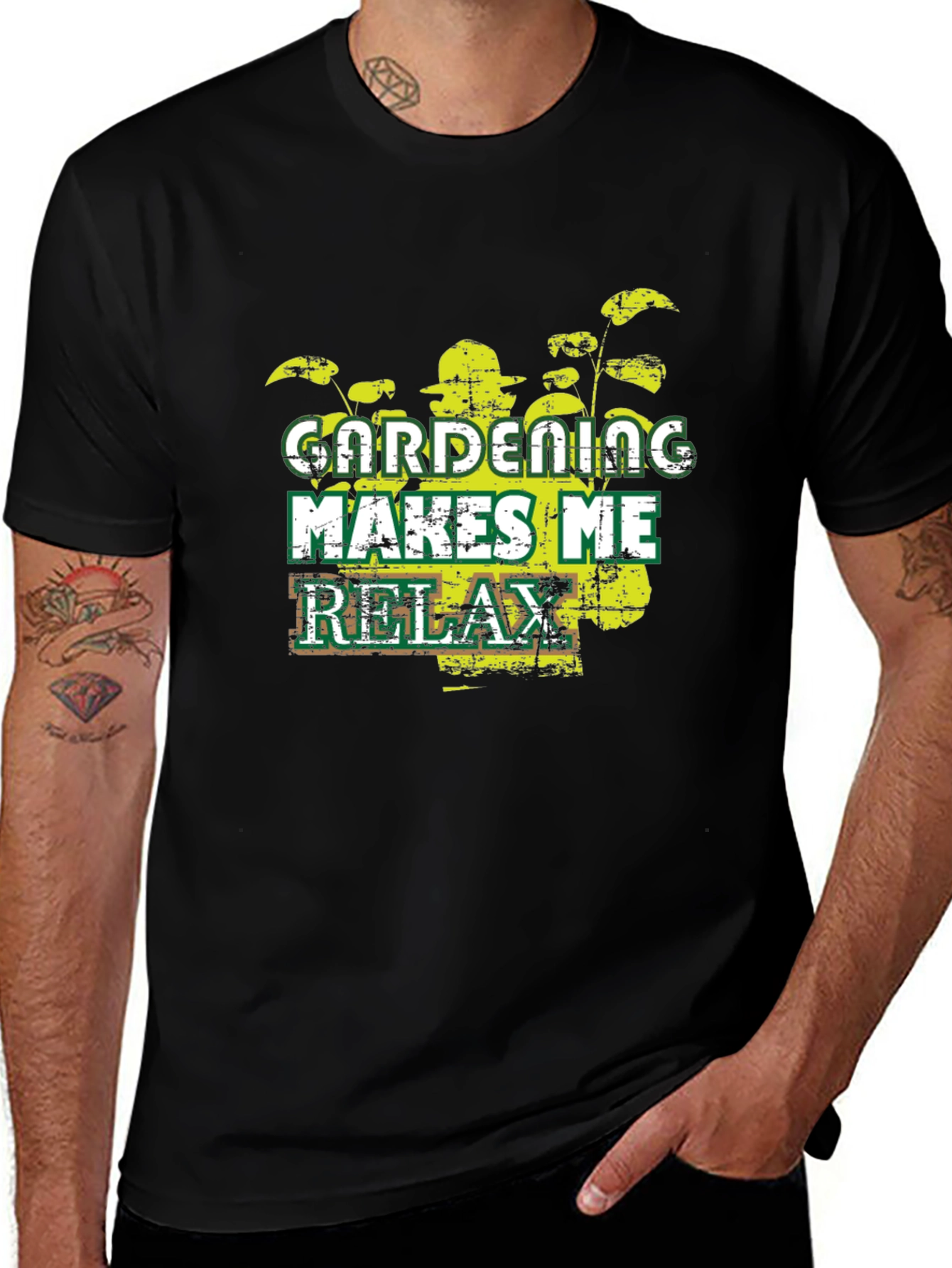 Variant 8 of Gardening Makes Me Relax T-Shirt - Black Cotton Tee