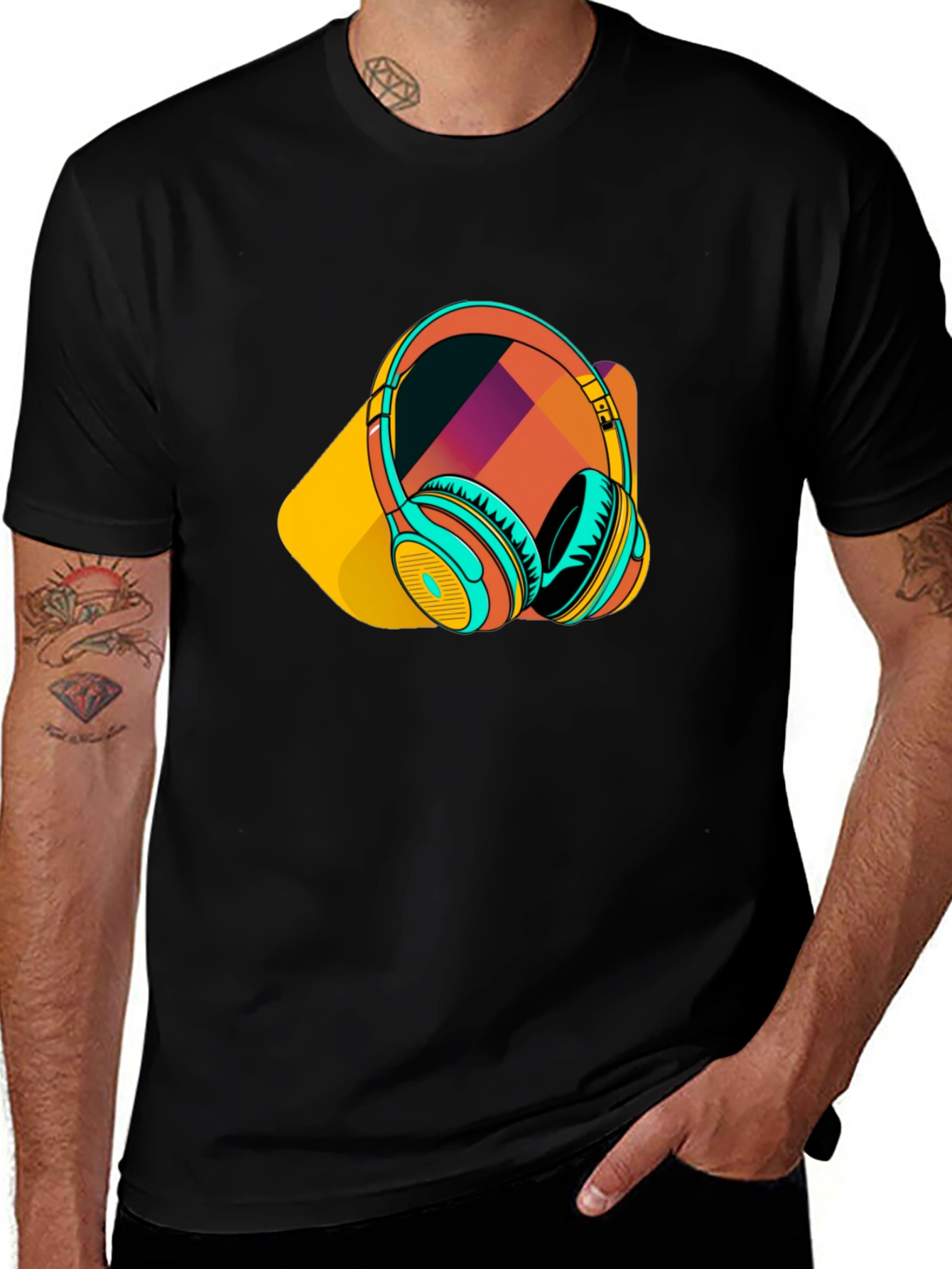 Variant 19 of Stylish Black T-Shirt with Headphone Graphic