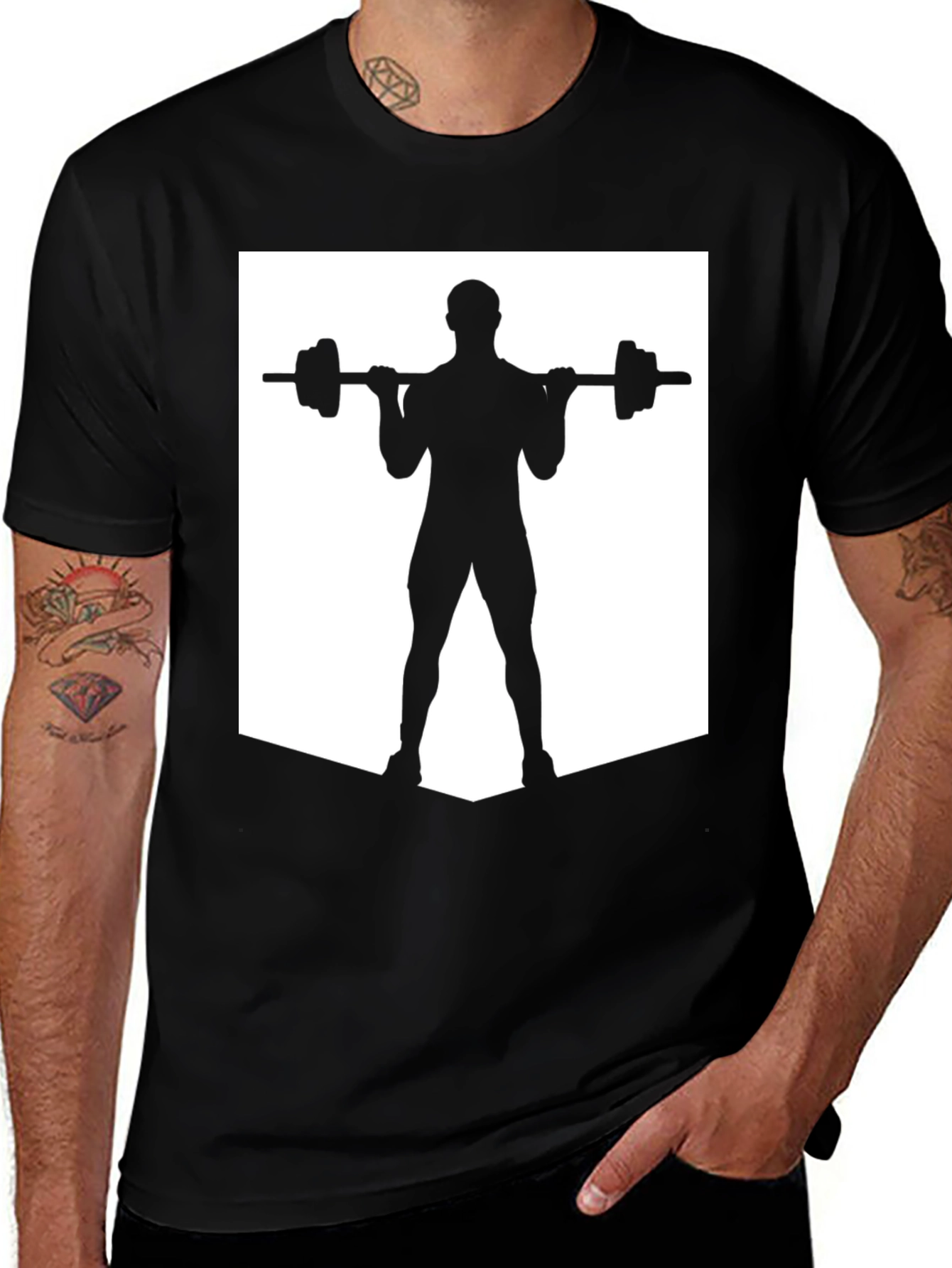 Variant 9 of Weightlifting Silhouette Tee - Black Gym Shirt