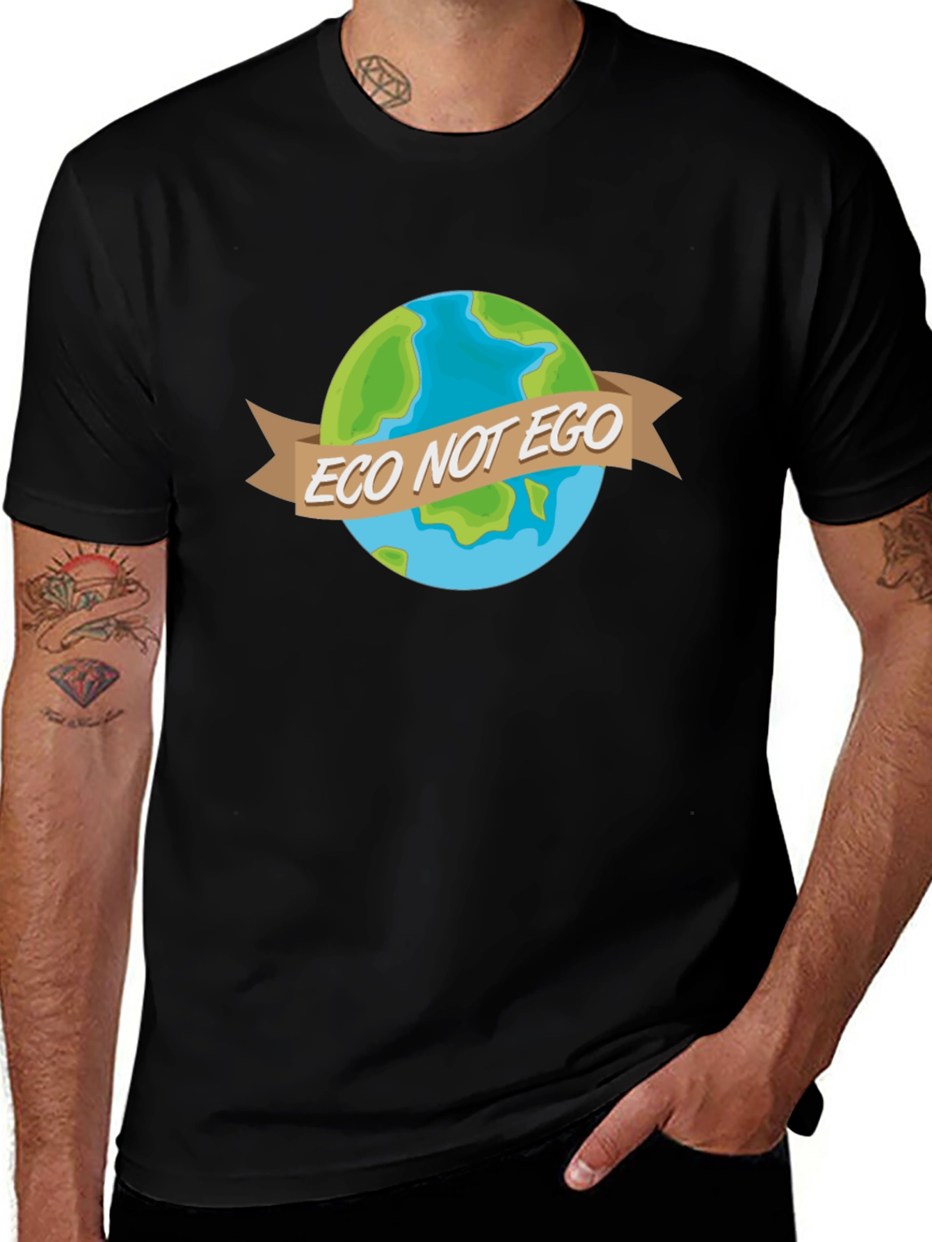 Variant 23 of Eco Not Ego Earth Graphic Tee - Black