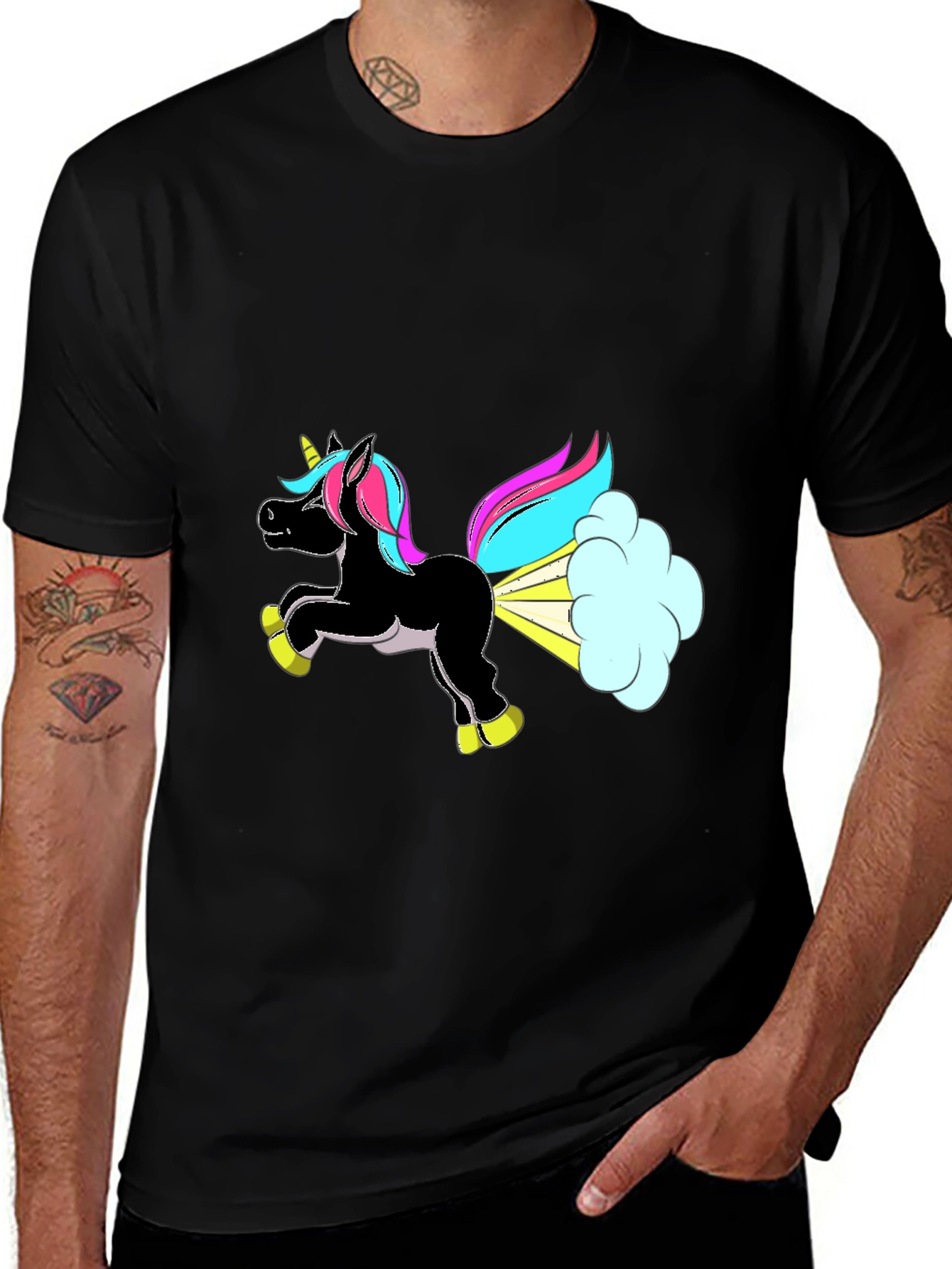 Variant 8 of Funny Unicorn T-Shirt - Black Graphic Tee for Men