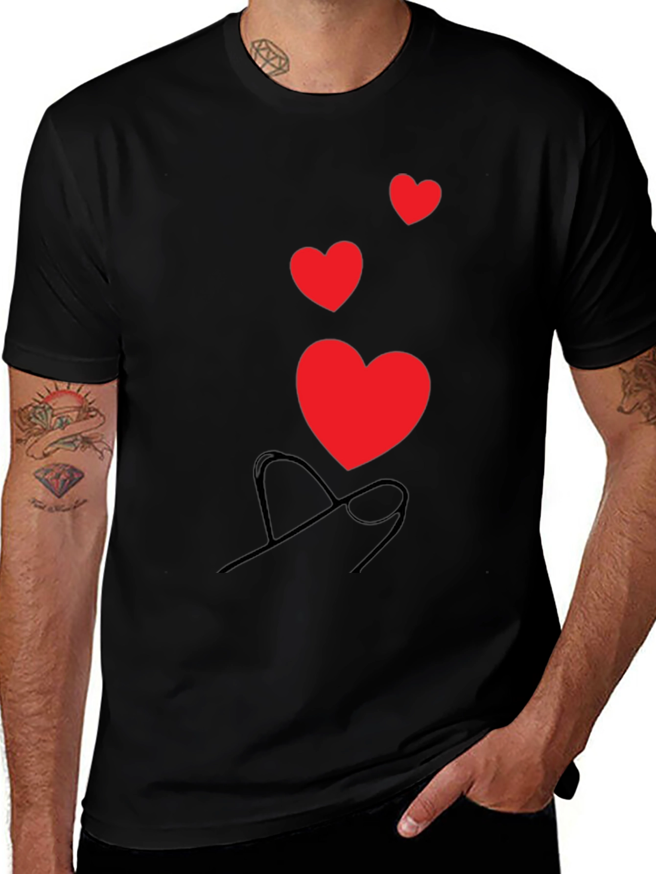 Variant 24 of Heart Graphic Black Tee - Love is in the Air!
