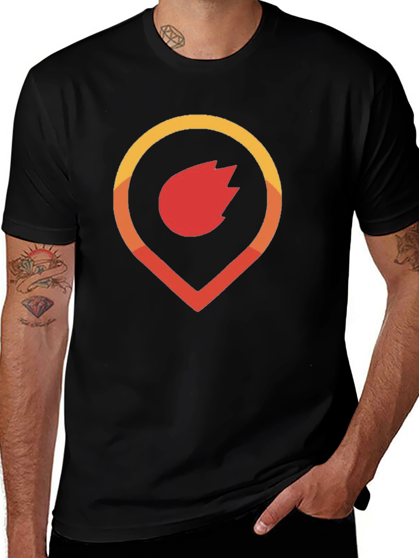 Variant 12 of Fiery Pinpoint Graphic Tee - Black Cotton Blend