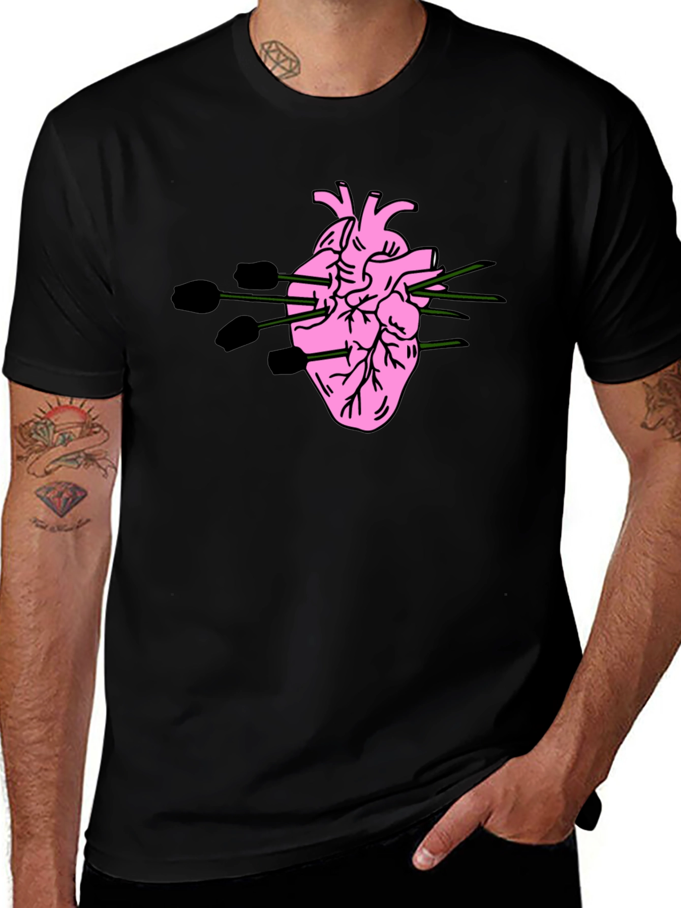 Variant 2 of Stabbed Heart Graphic Tee - Black