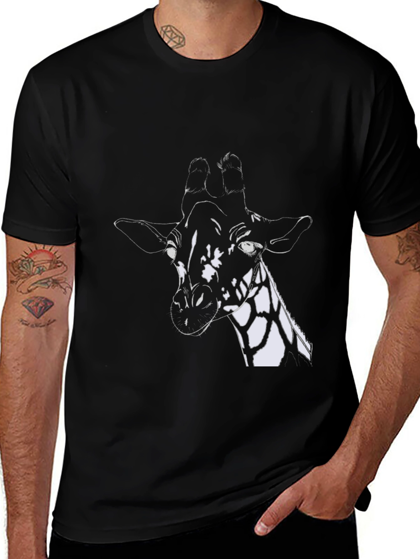 Variant 9 of Giraffe Graphic Black Tee